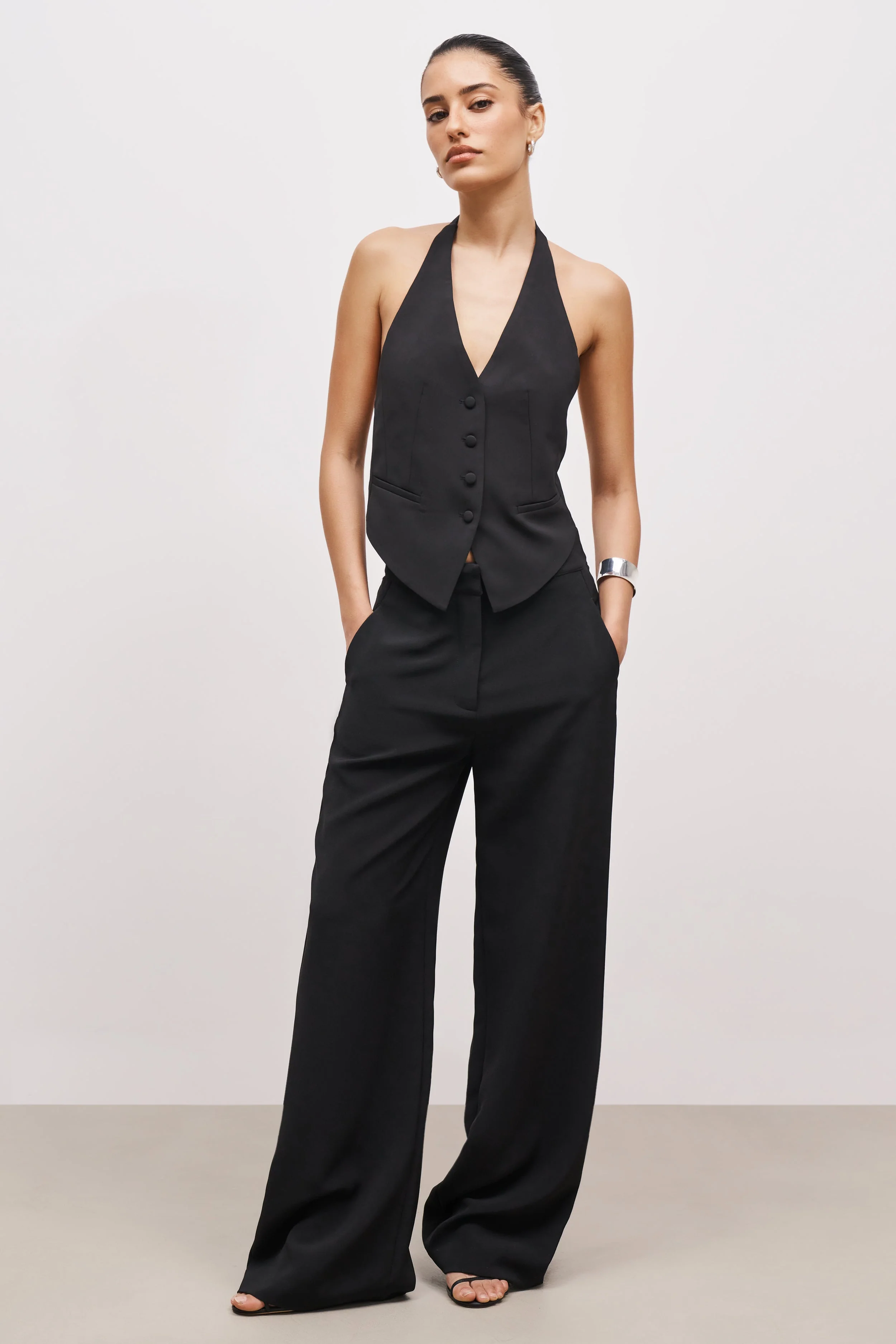 Backless Halter Waistcoat - Black - Image 3