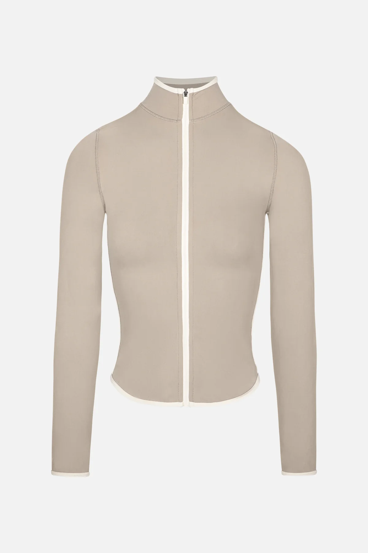 Base Contrast Trim Zip Up Jacket - Taupe/Tofu - Image 7