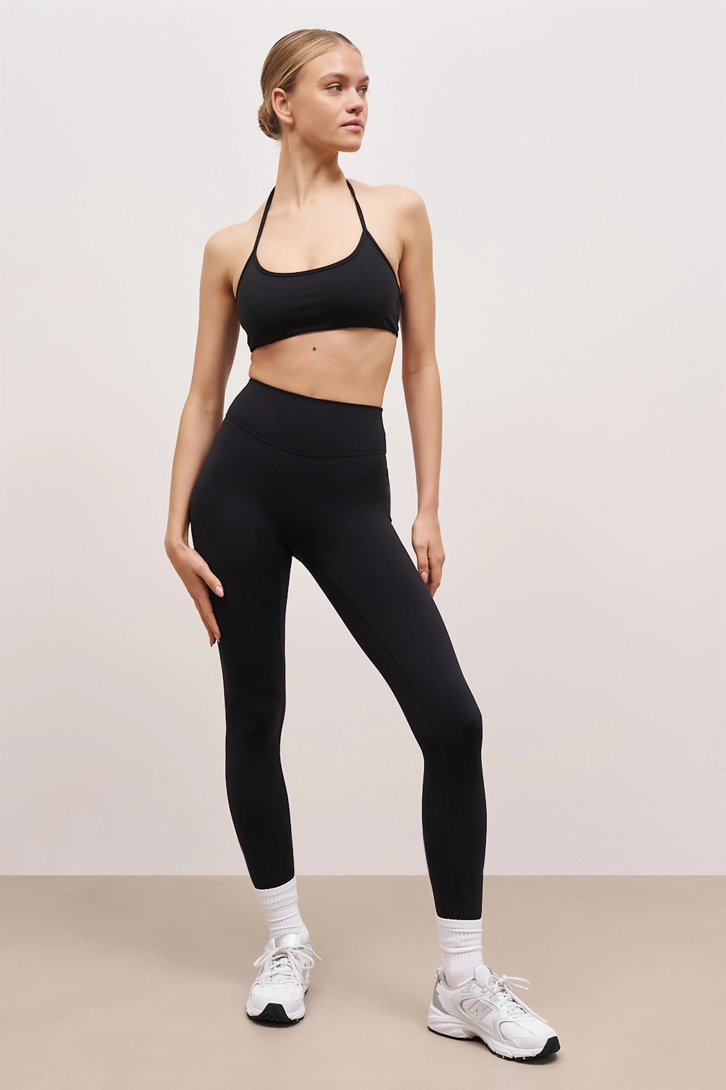 Base Sculpting Halter Cami Bra - Black - Image 4