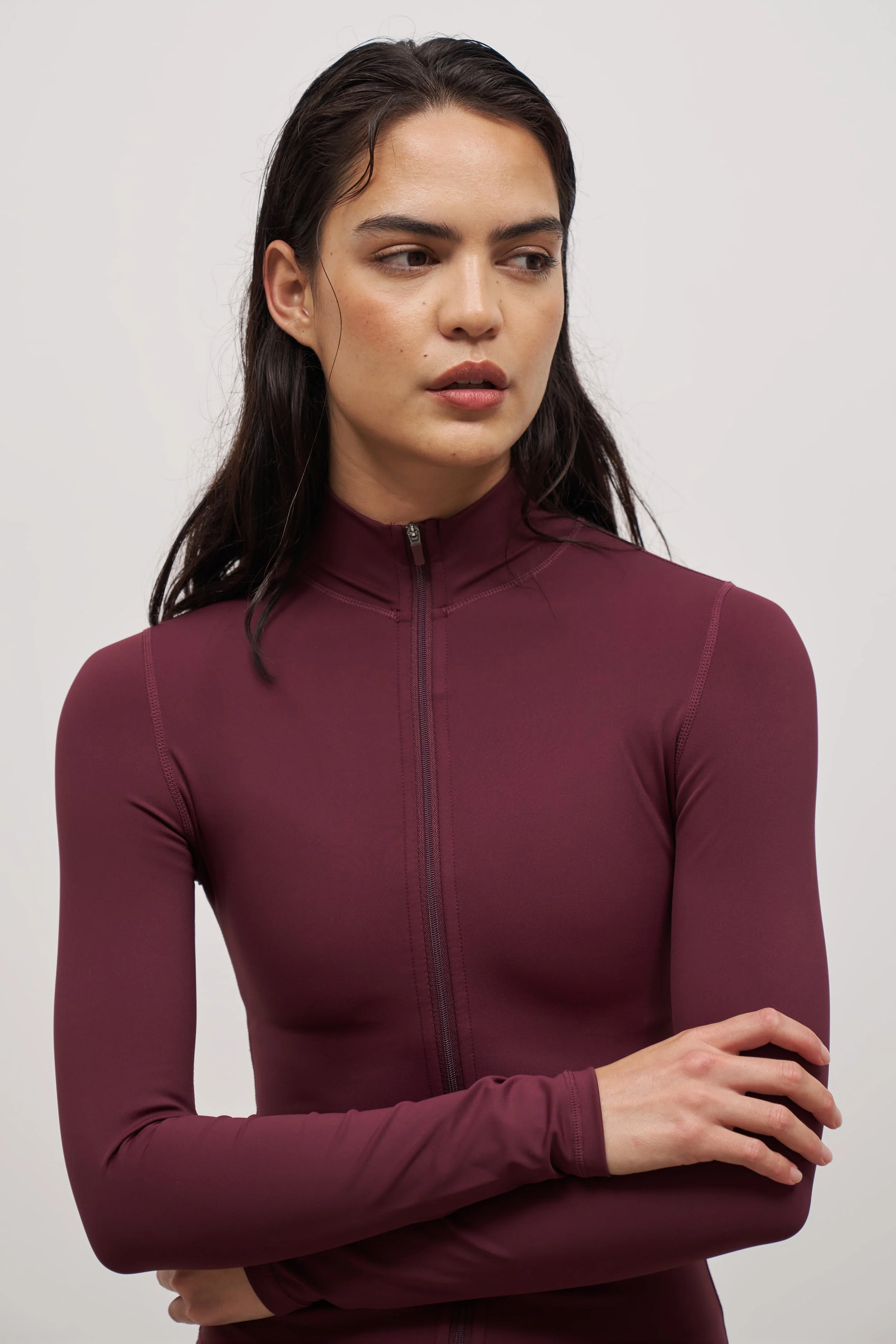 Base Sculpting Zip Up Jacket - Merlot - Image 5
