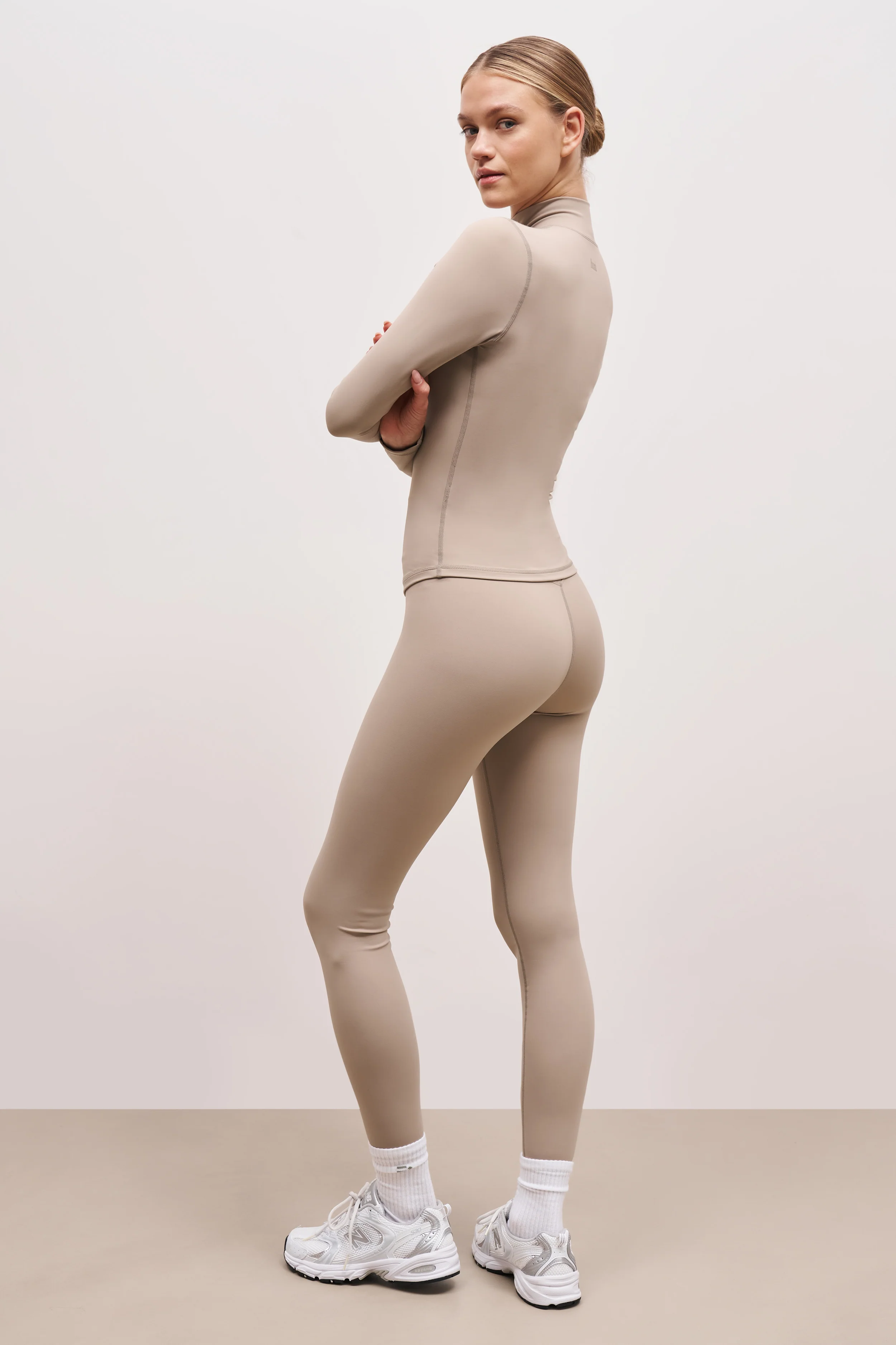 Base Sculpting Zip Up Jacket - Taupe - Image 5