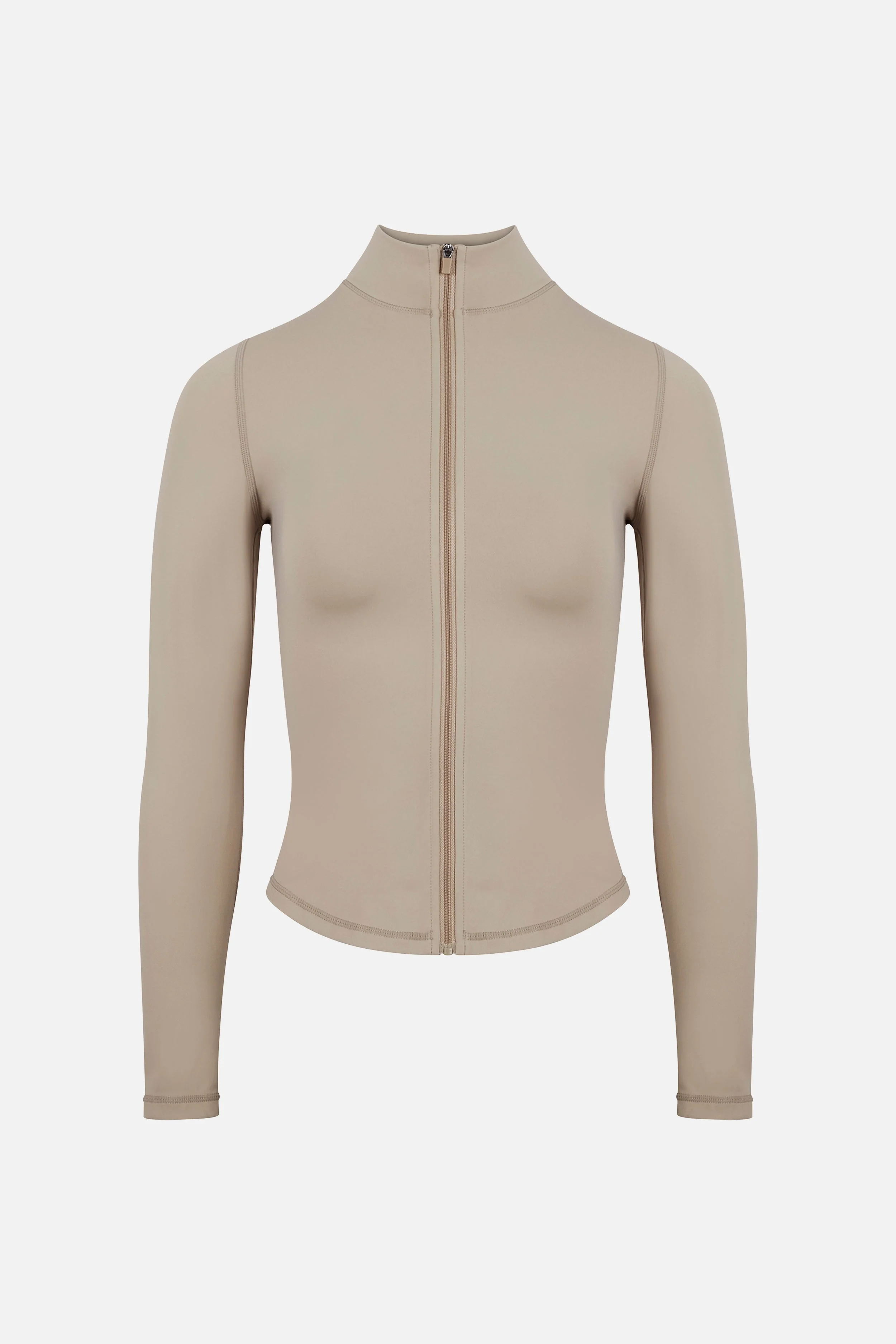 Base Sculpting Zip Up Jacket - Taupe - Image 7
