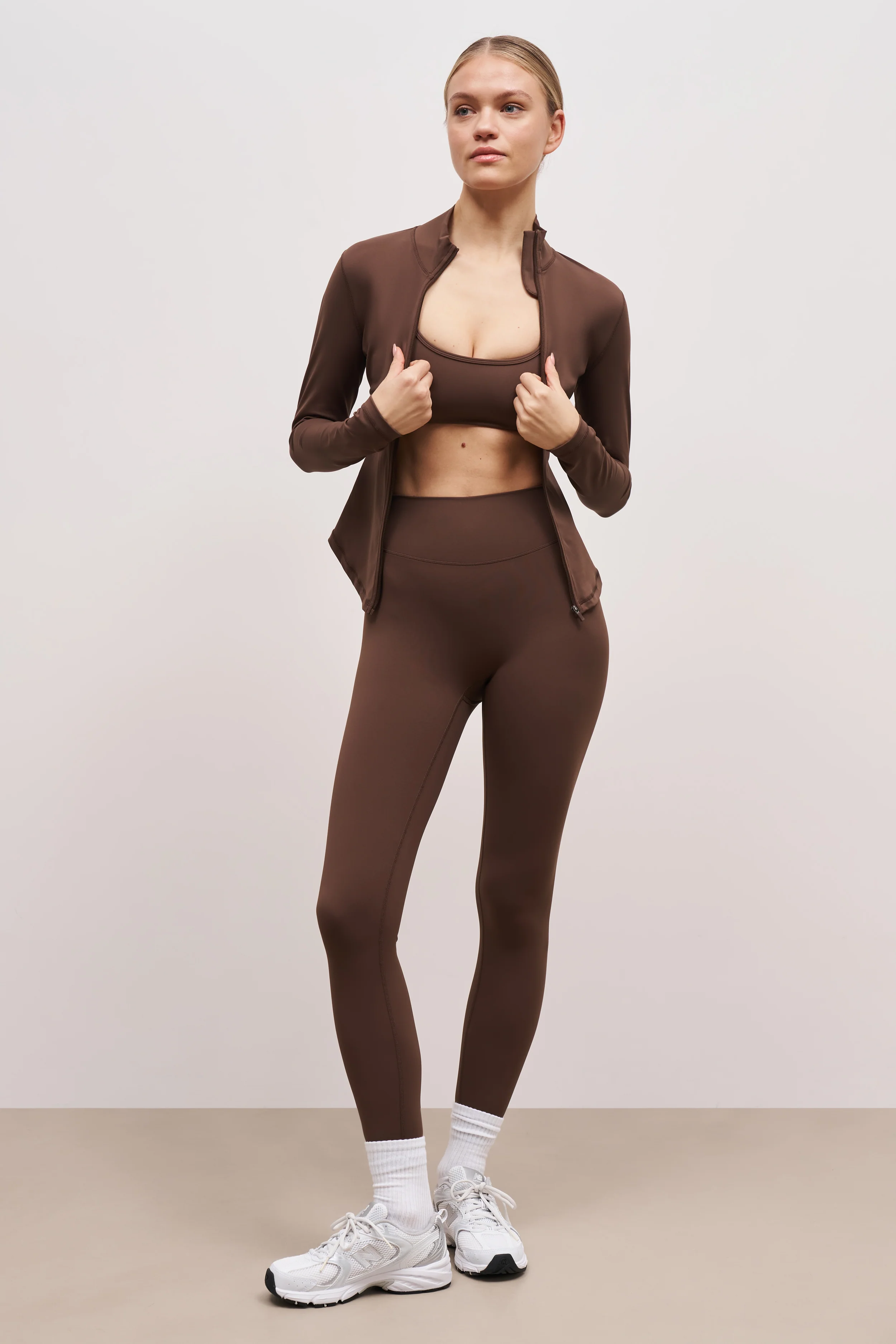 Base Sculpting Zip Up Jacket - Truffle - Image 4