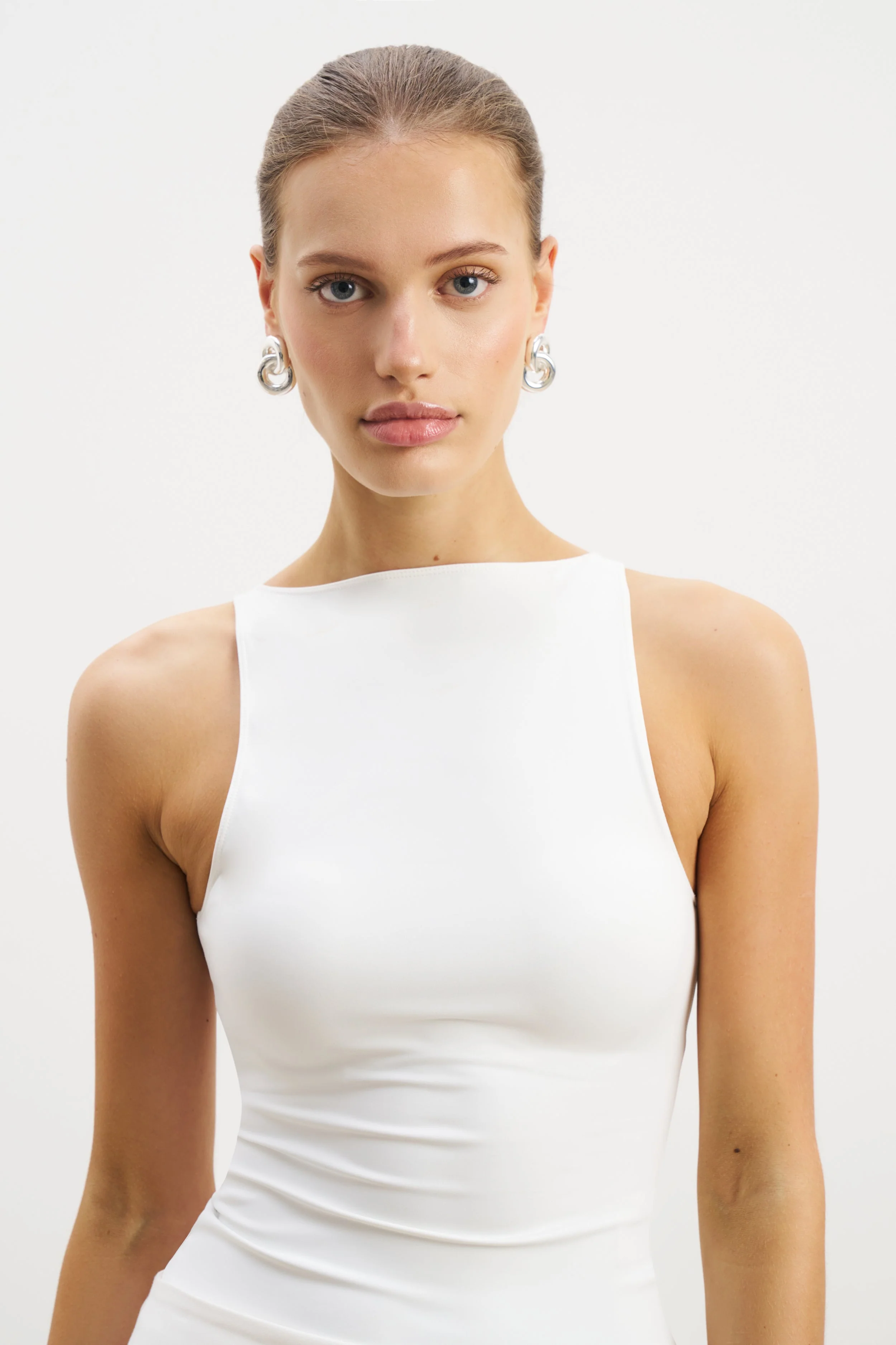Boat Neck Tank Top - White - Image 3