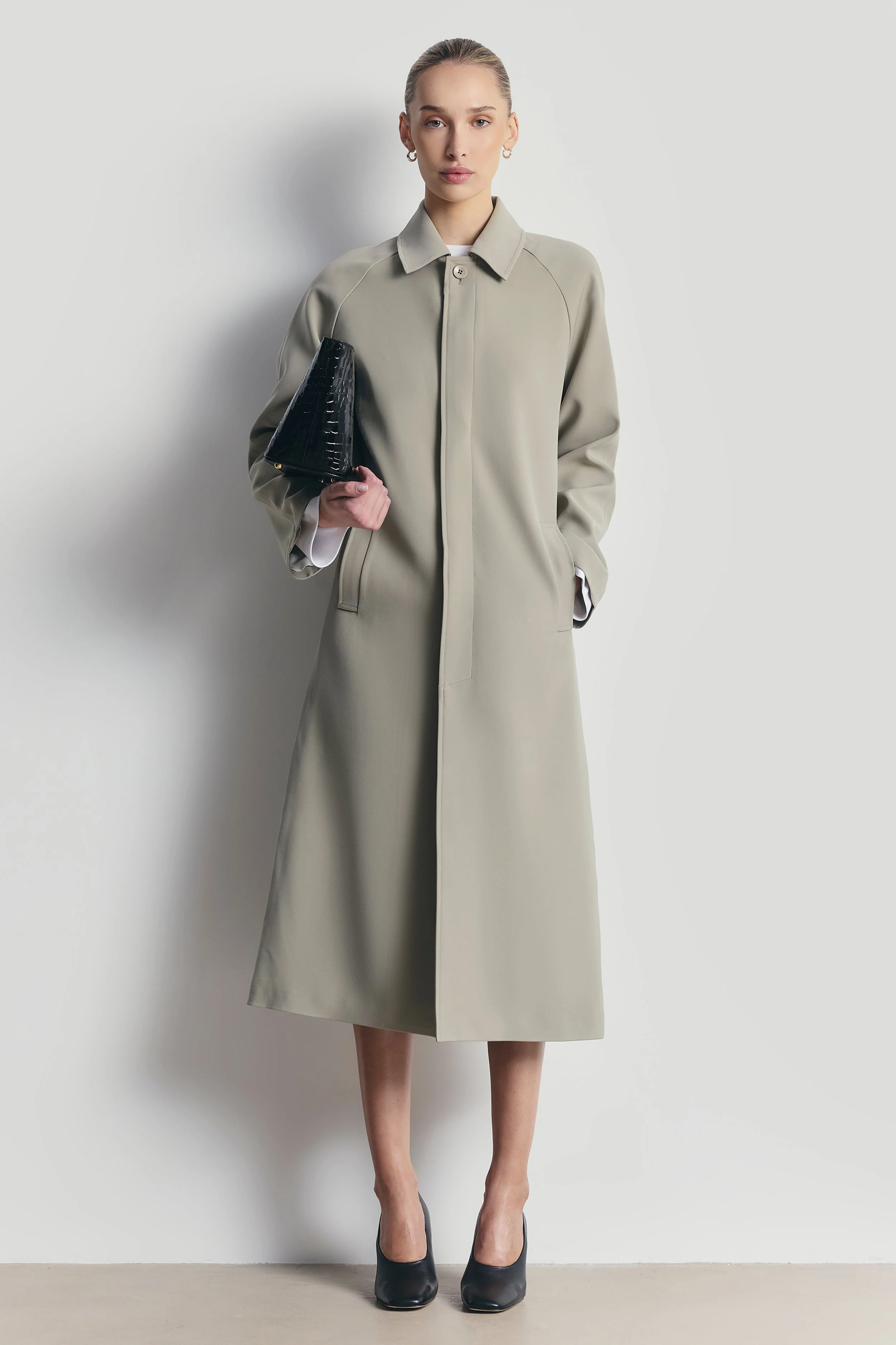 Clean Cut Longline Driving Coat - Antique Sage - Image 6