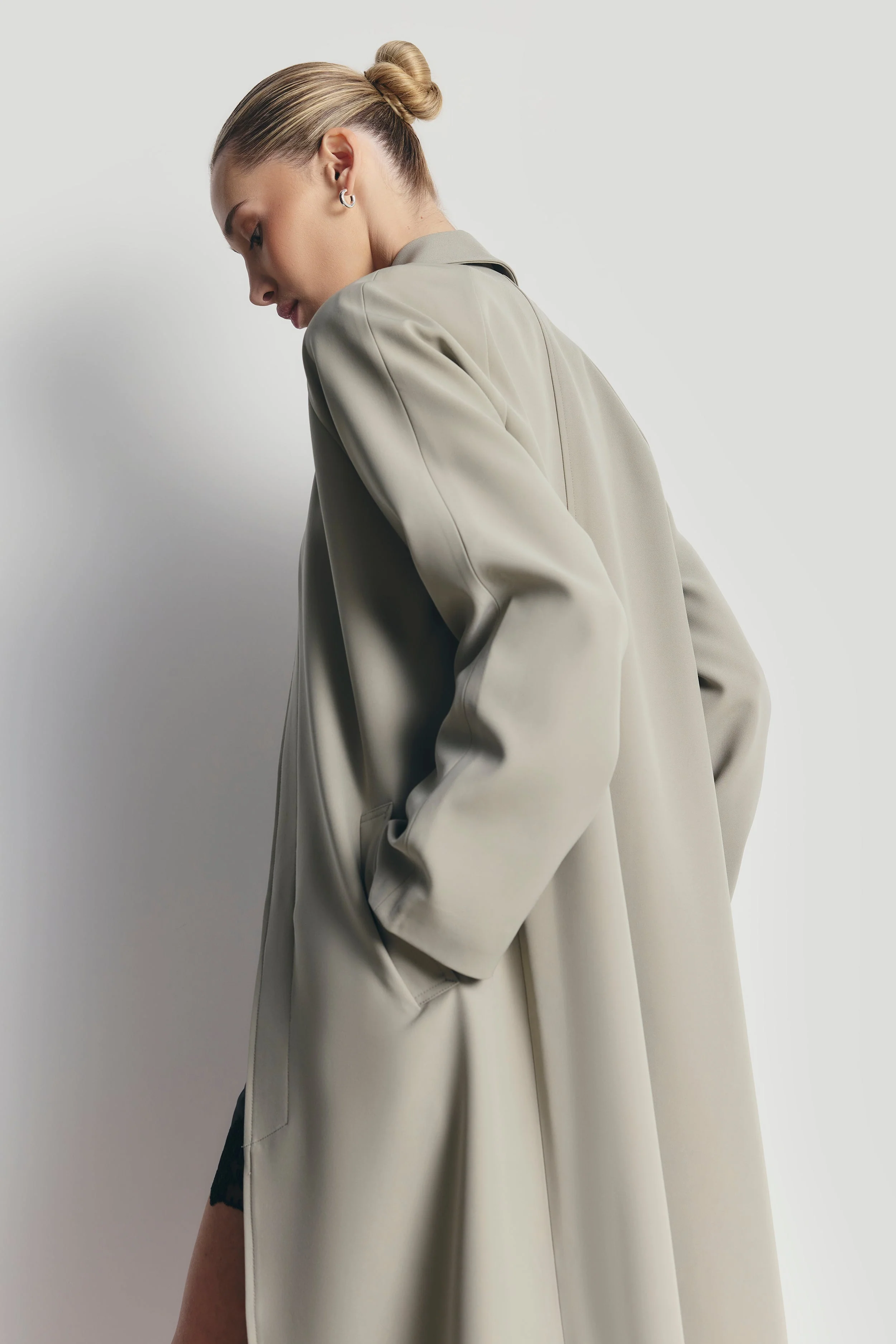 Clean Cut Longline Driving Coat - Antique Sage - Image 7