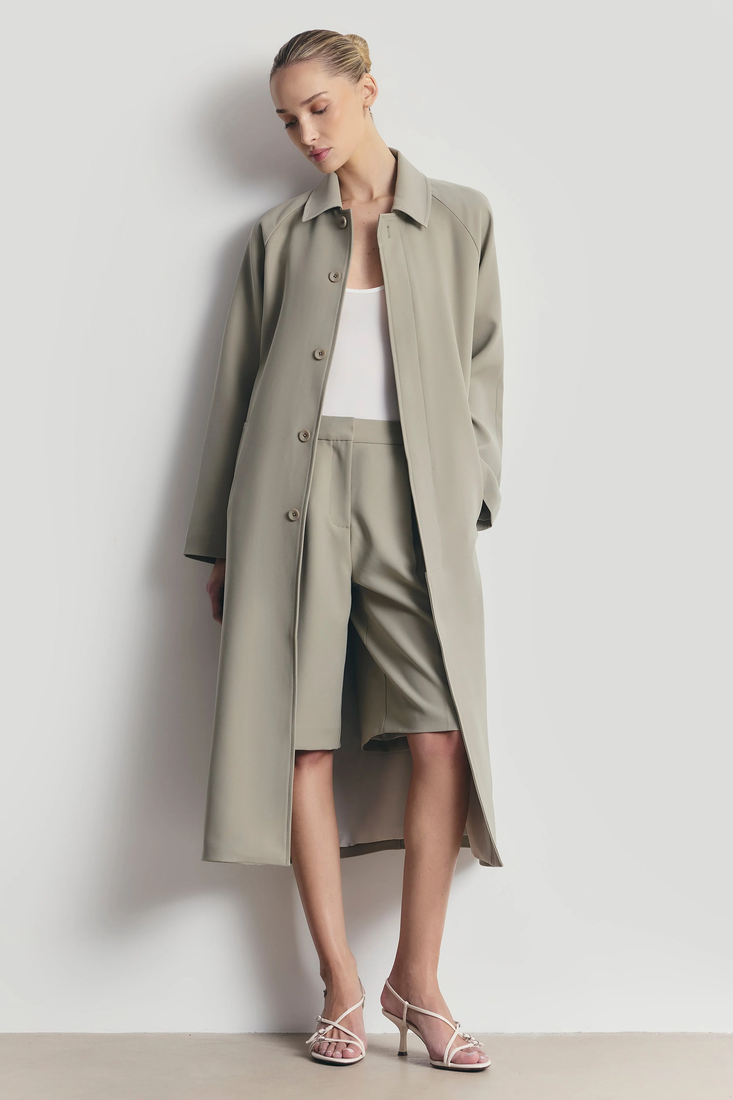 Clean Cut Longline Driving Coat - Antique Sage - Image 8