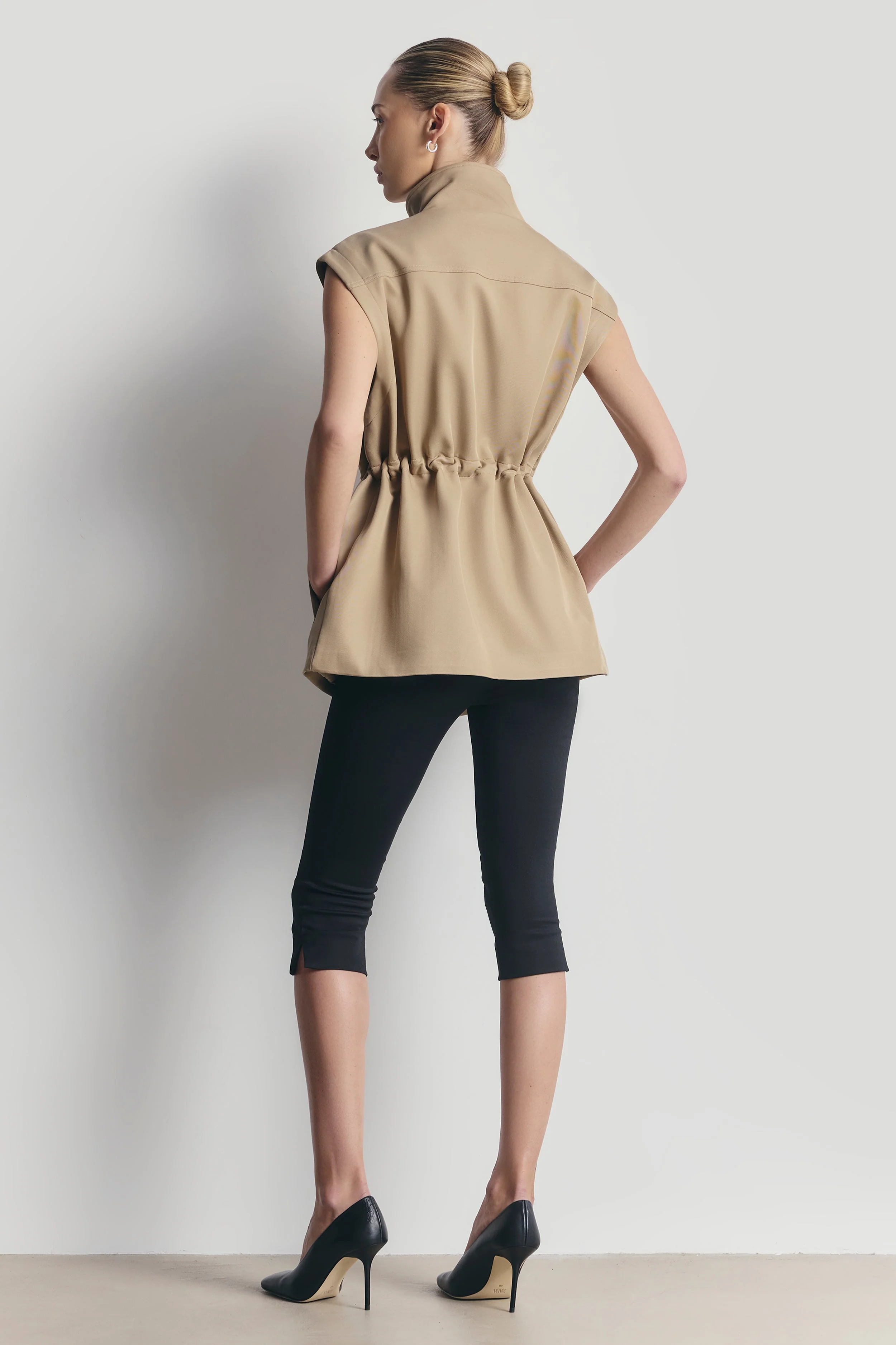 Cotton Sleeveless Utility Vest - Tan - Image 7