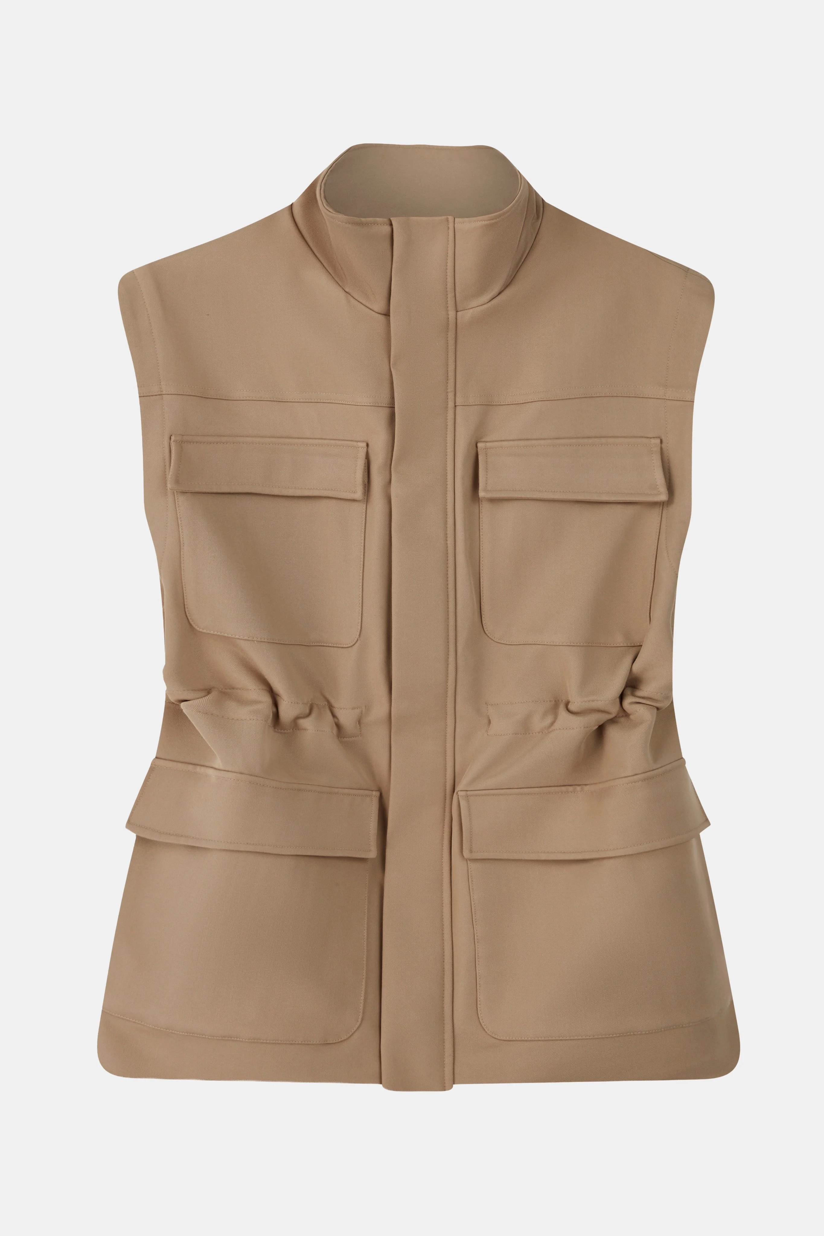 Cotton Sleeveless Utility Vest - Tan - Image 8