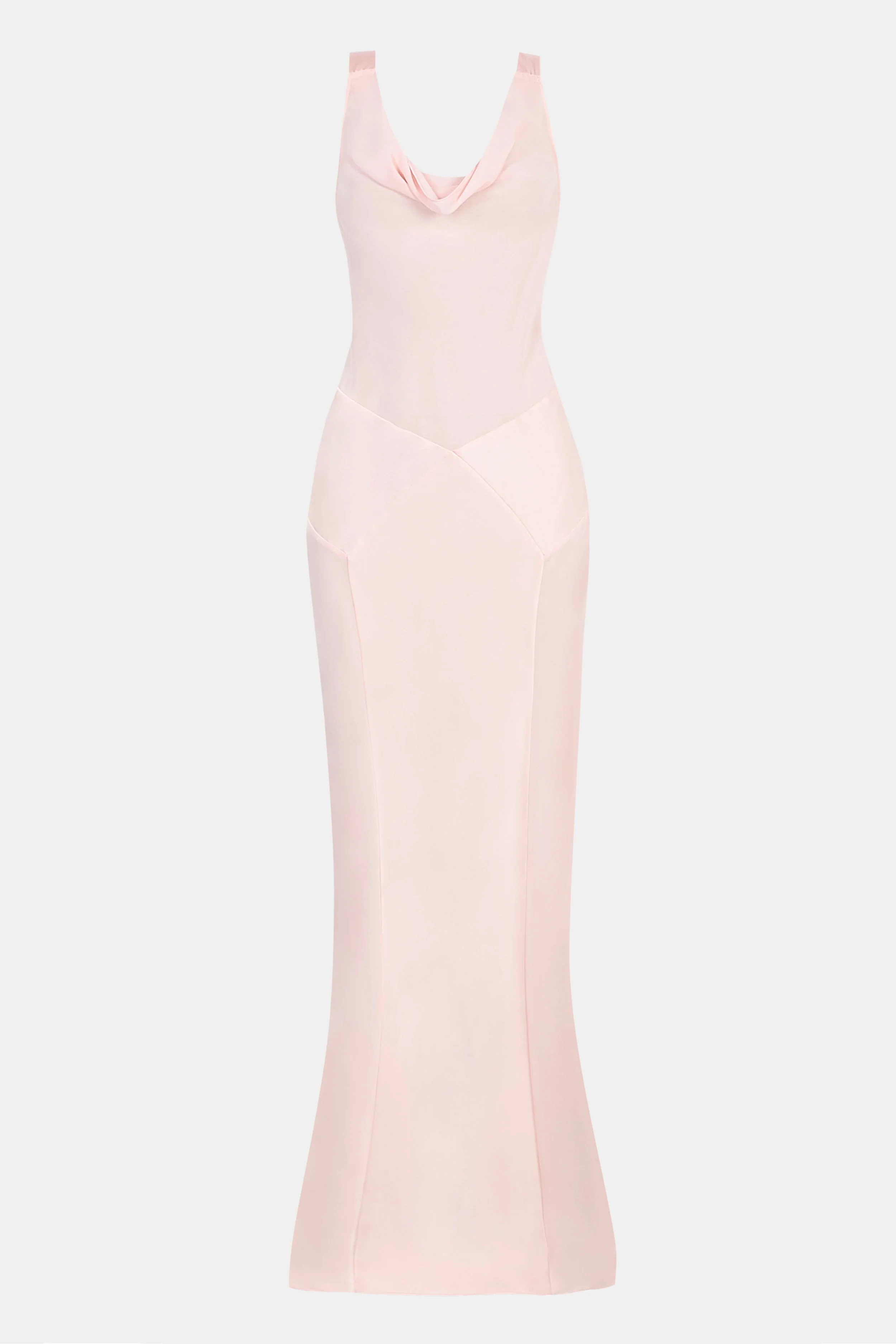 Cowl Neck Satin Panel Gown - Blush - Image 7