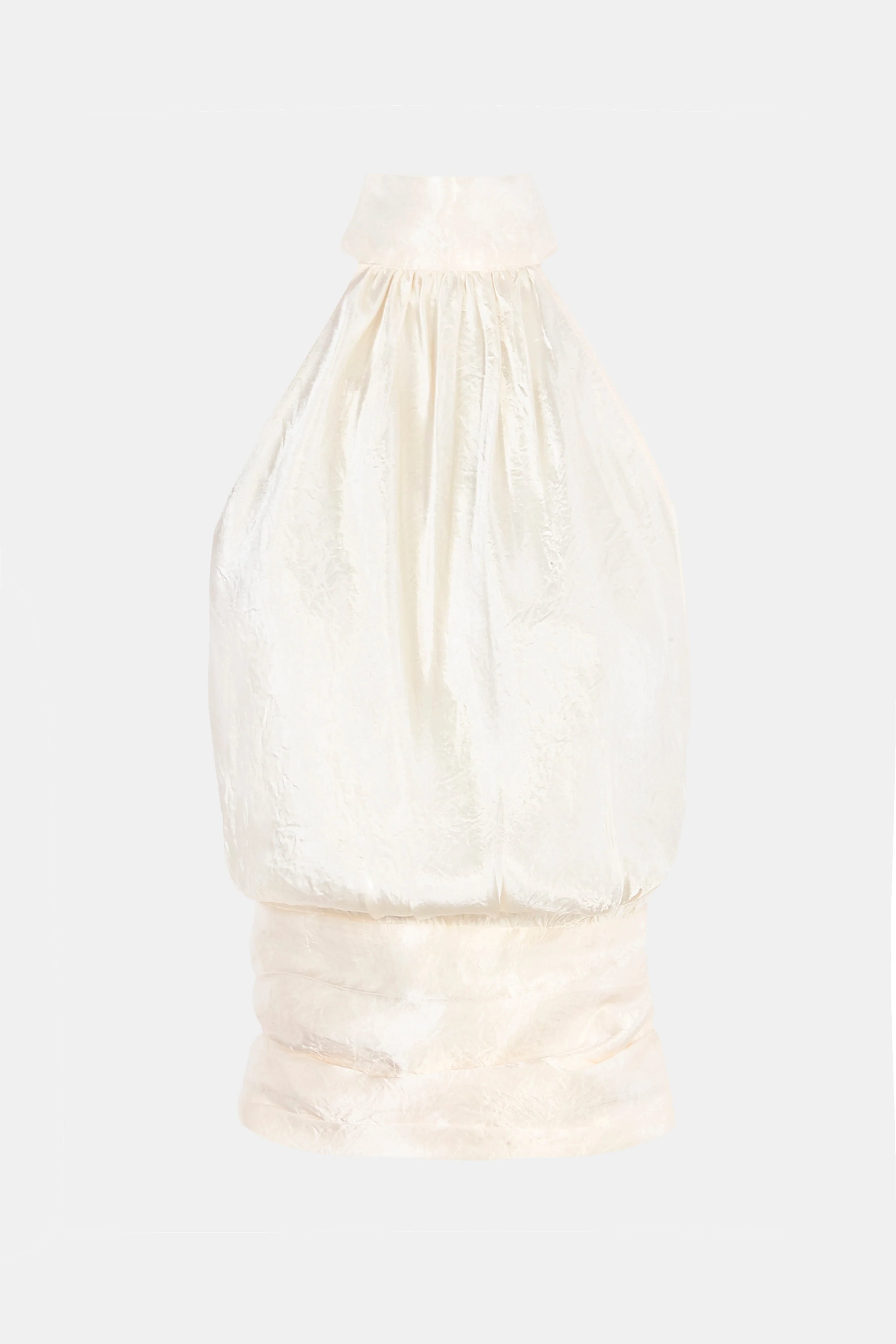 Crushed Satin Backless Halterneck Top - Champagne - Image 10