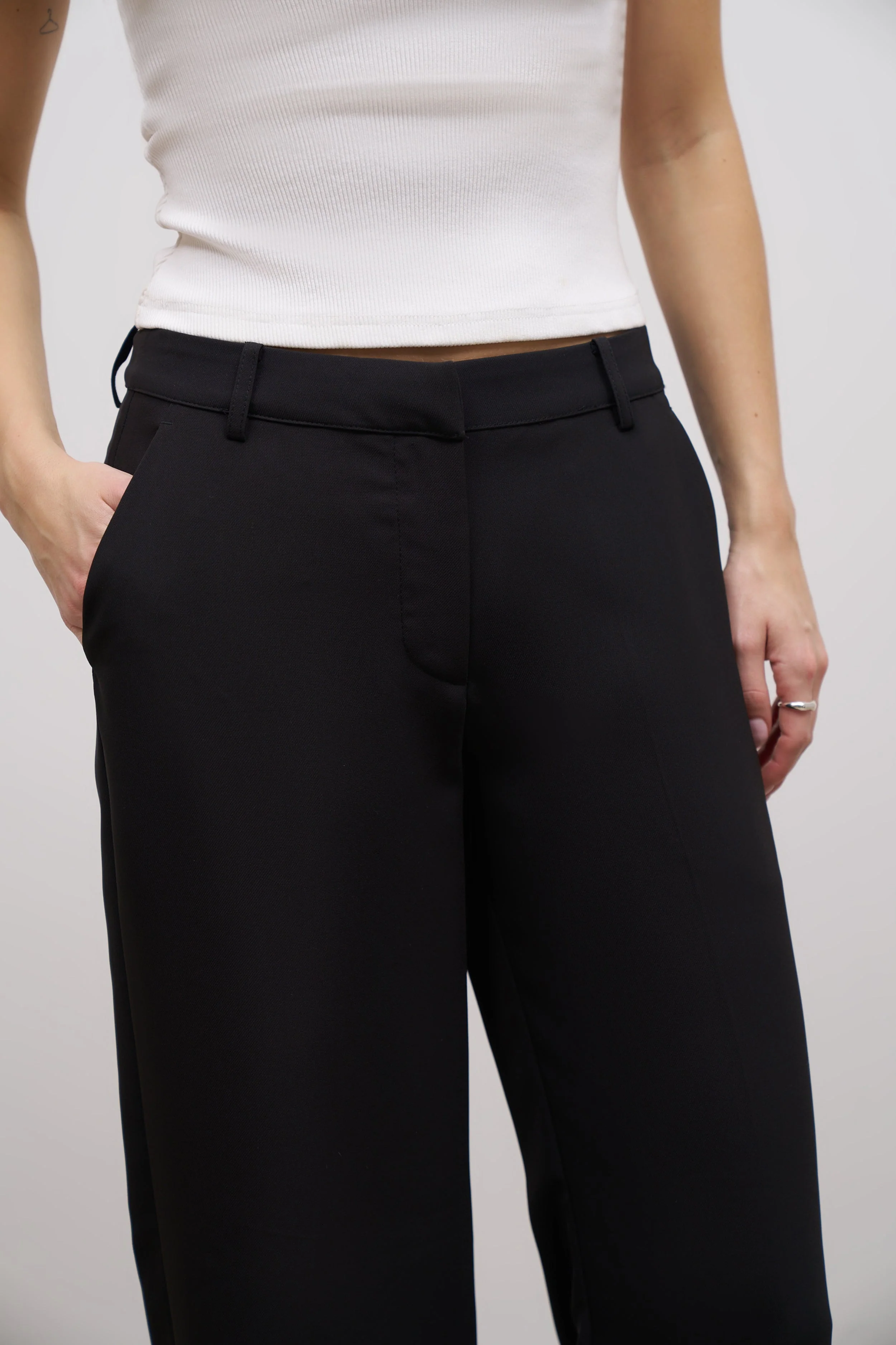 Draped Mid Rise Trousers - Black - Image 6