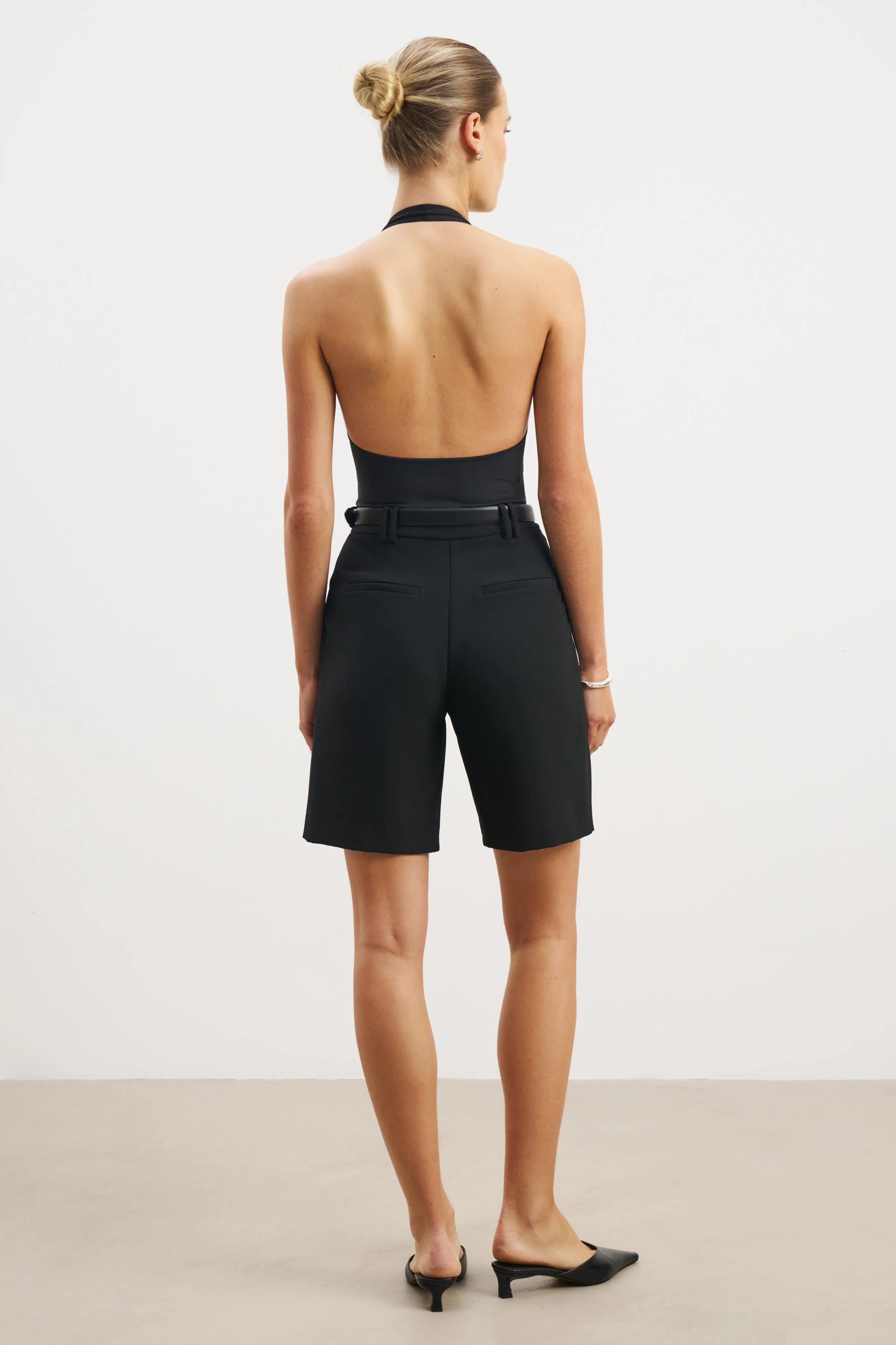 Effortless Pleated Longline Shorts - Black - Image 6