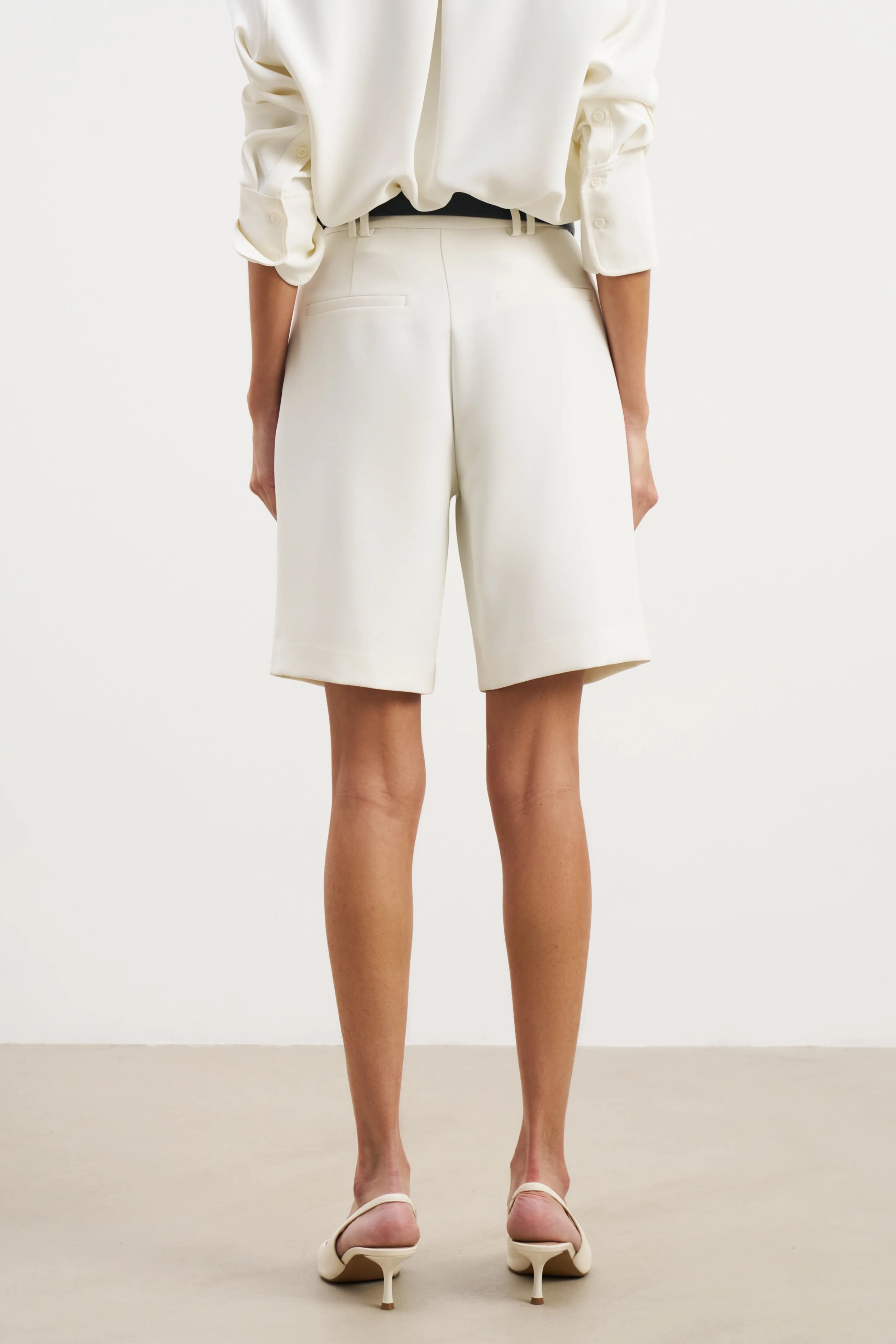 Effortless Pleated Longline Shorts - White - Image 6