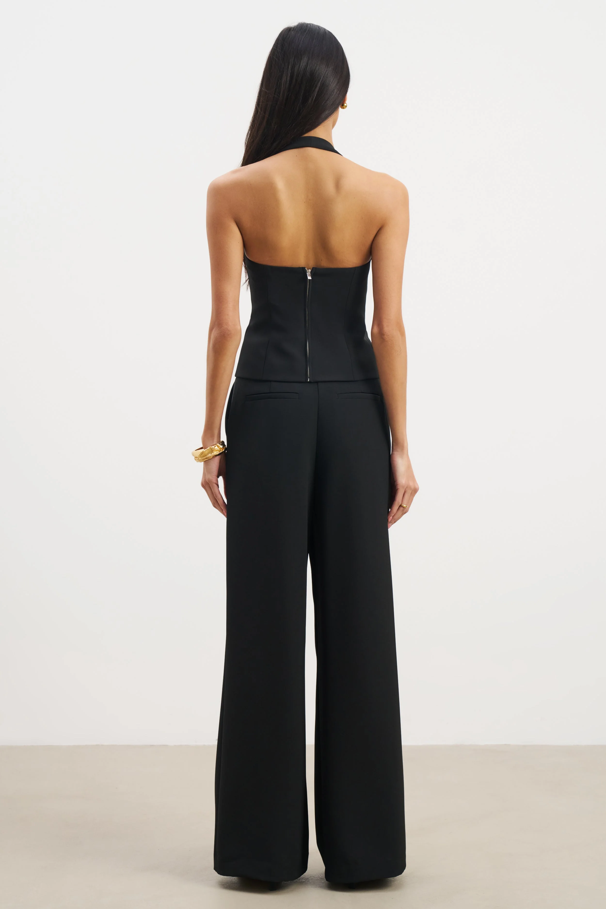 Effortless Pleated Wide Leg Trousers - Black - Image 8