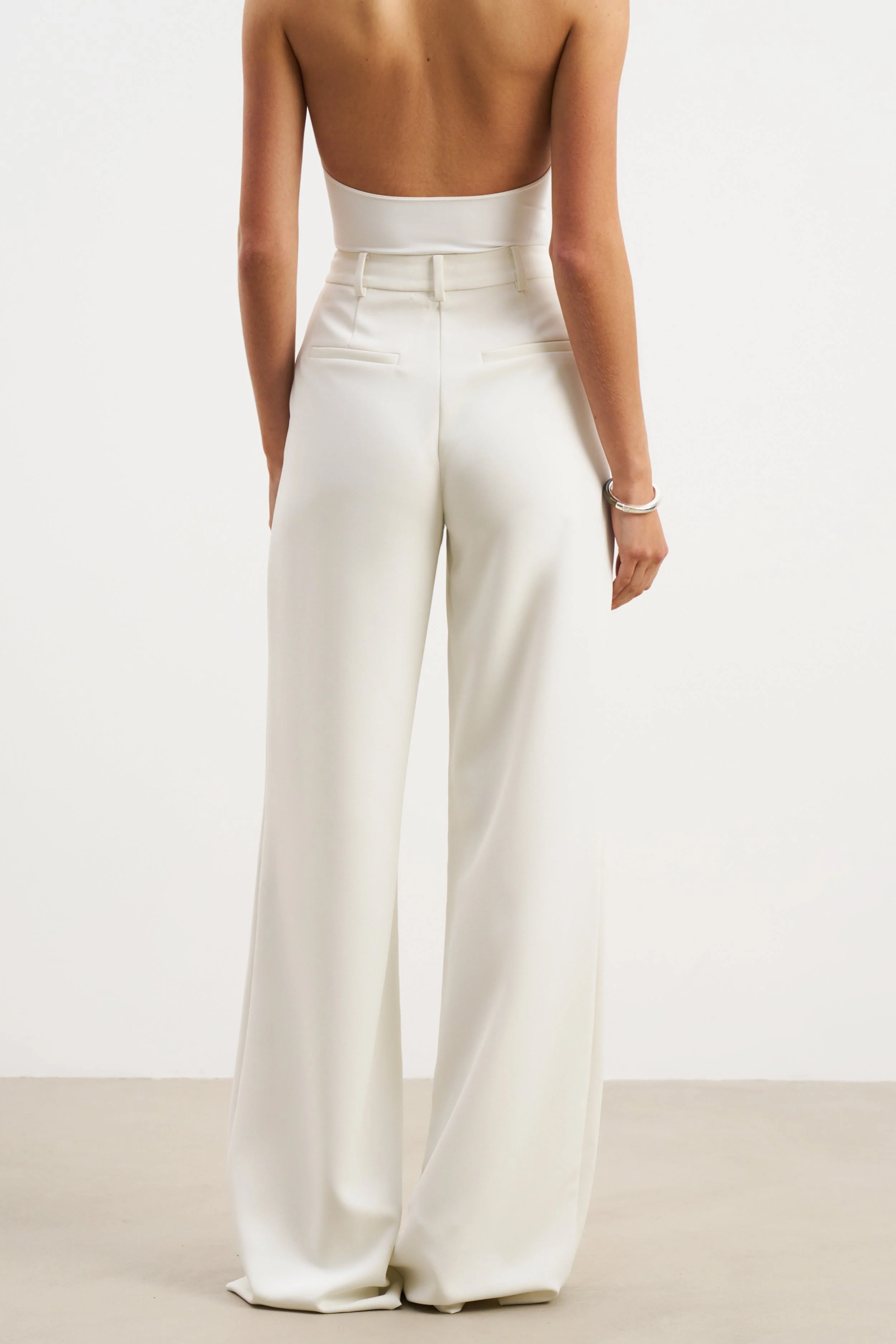 Effortless Pleated Wide Leg Trousers - White - Image 7