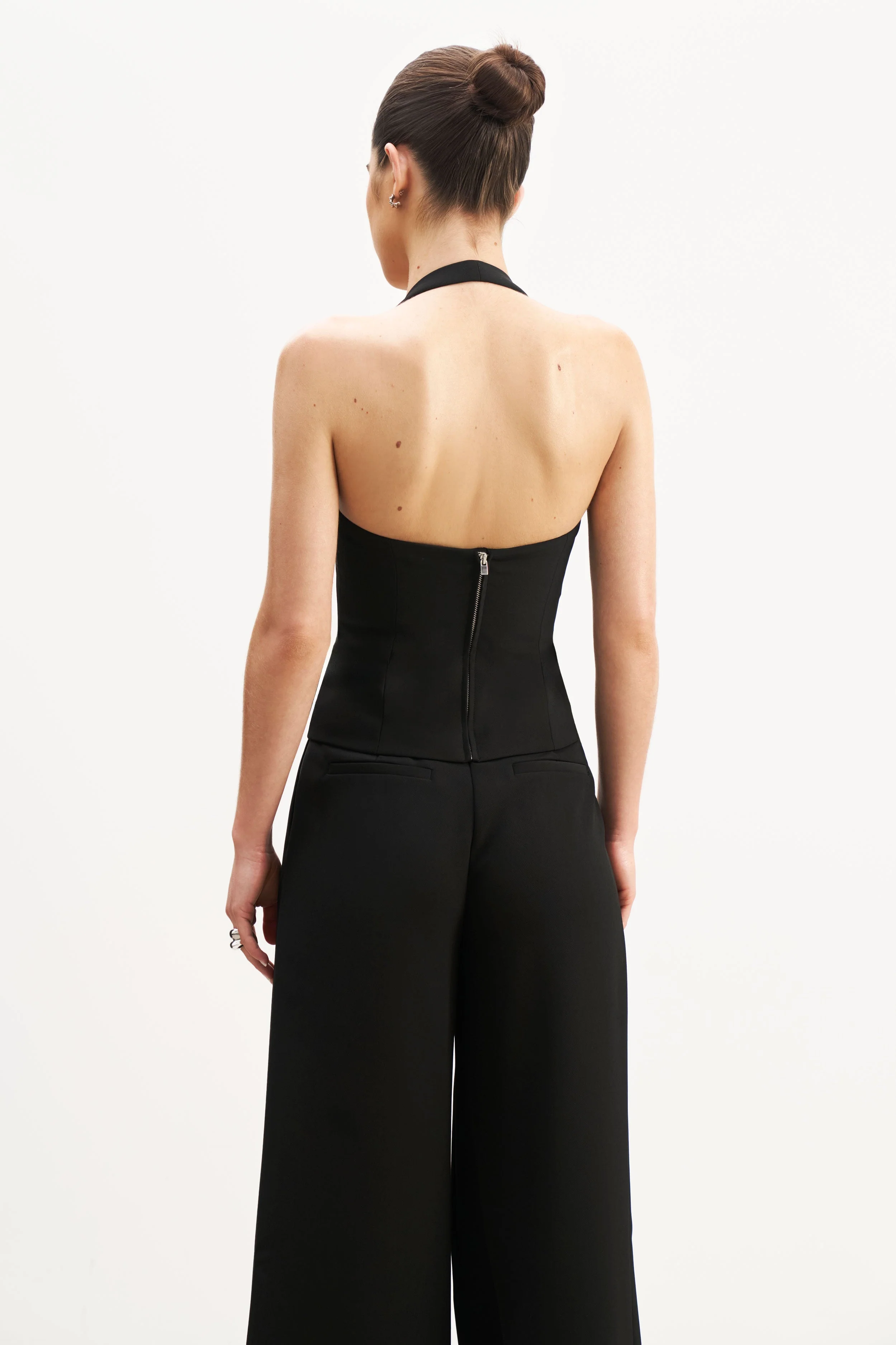Effortless Tailored Halter Bodice Top - Black - Image 11