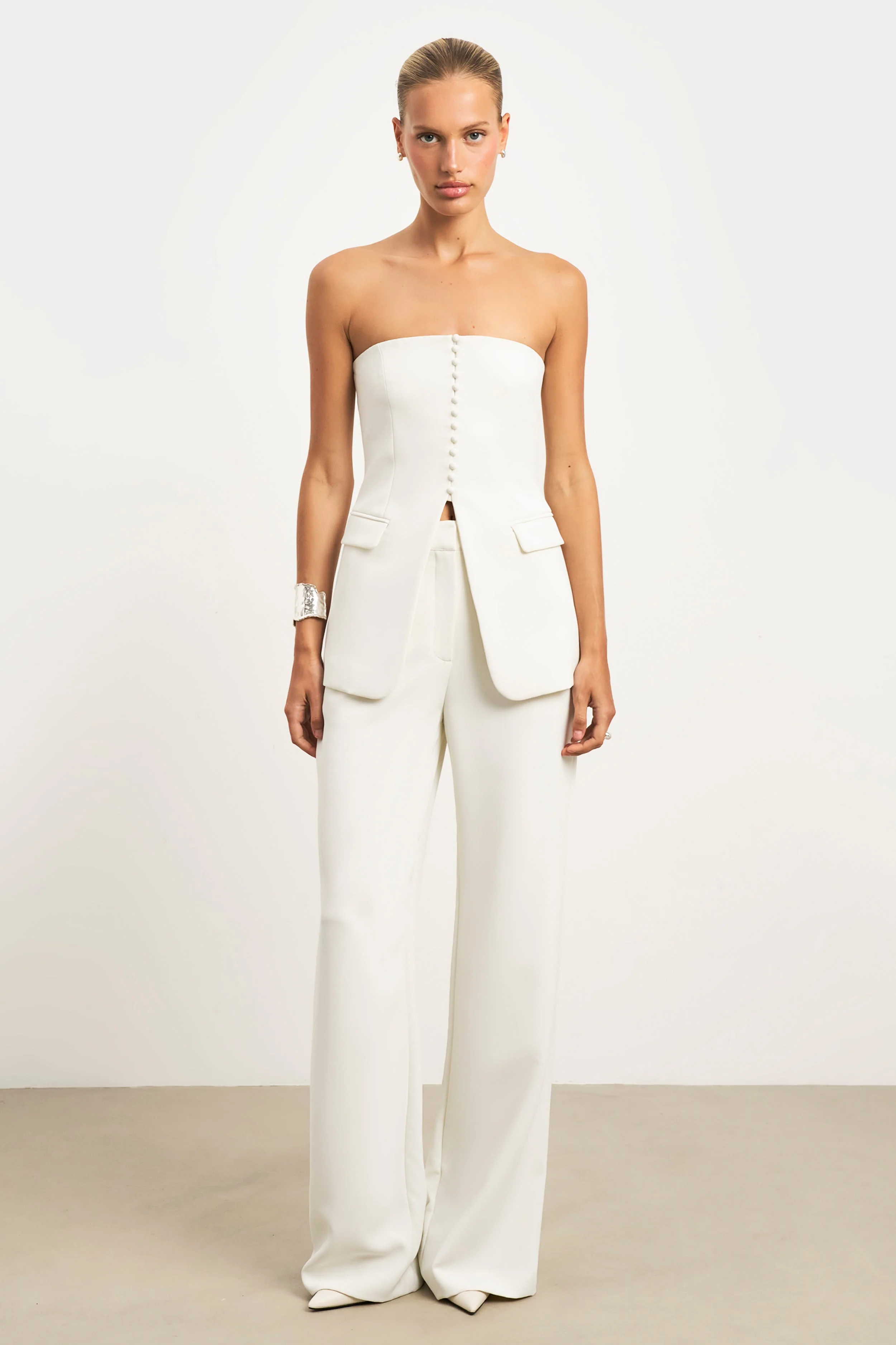 Effortless Wide Leg Trousers - White - Image 3