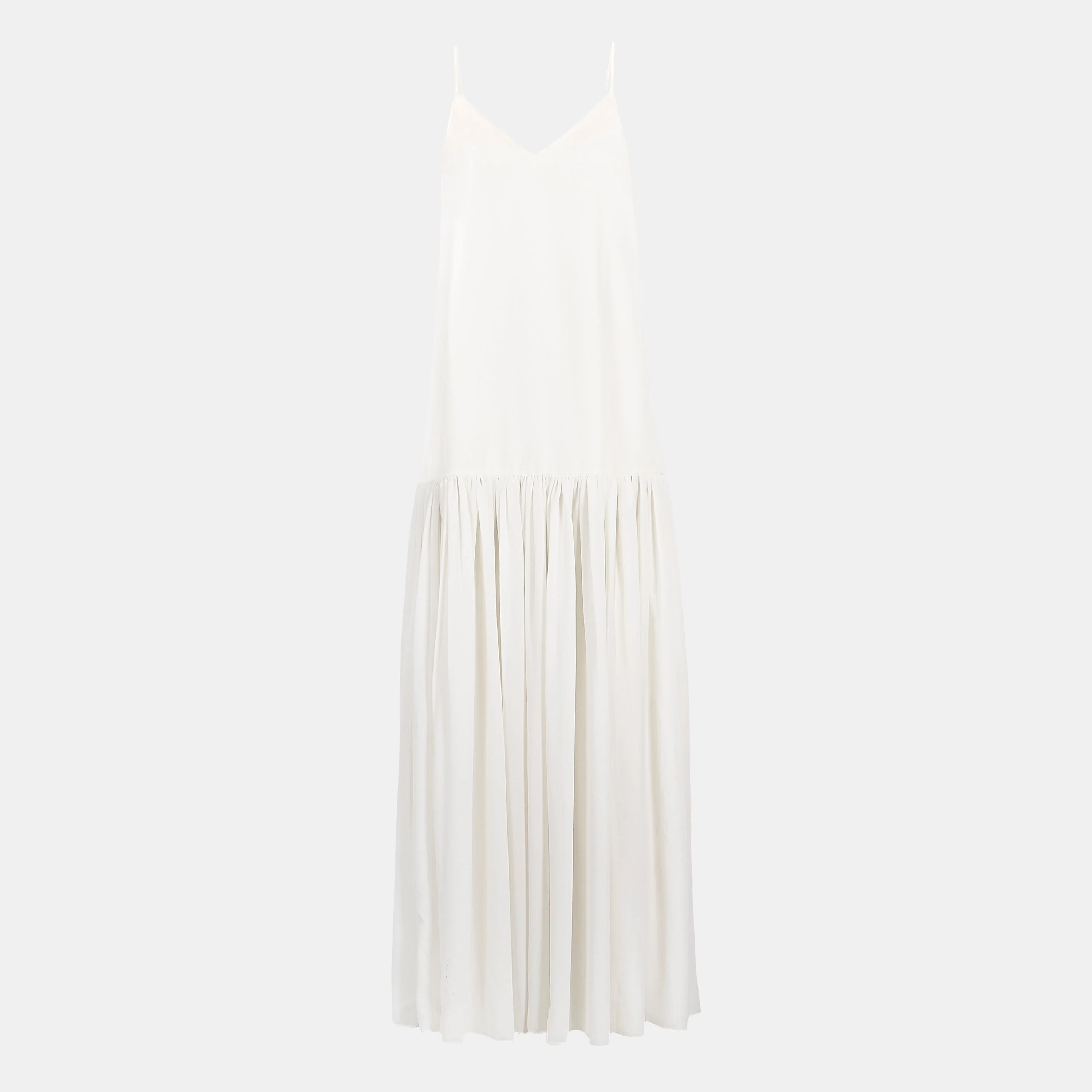 Flowing Dropped Waist Maxi Dress - Cream - Image 14