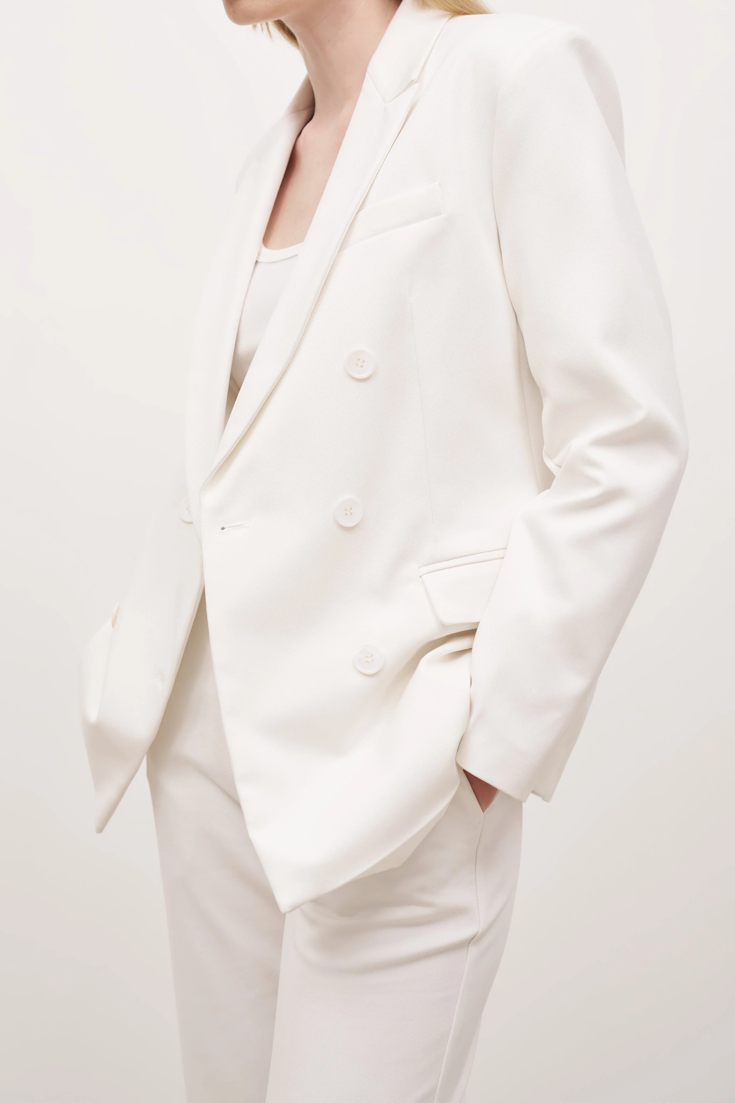 Formal Double Breasted Blazer - Cream - Image 11