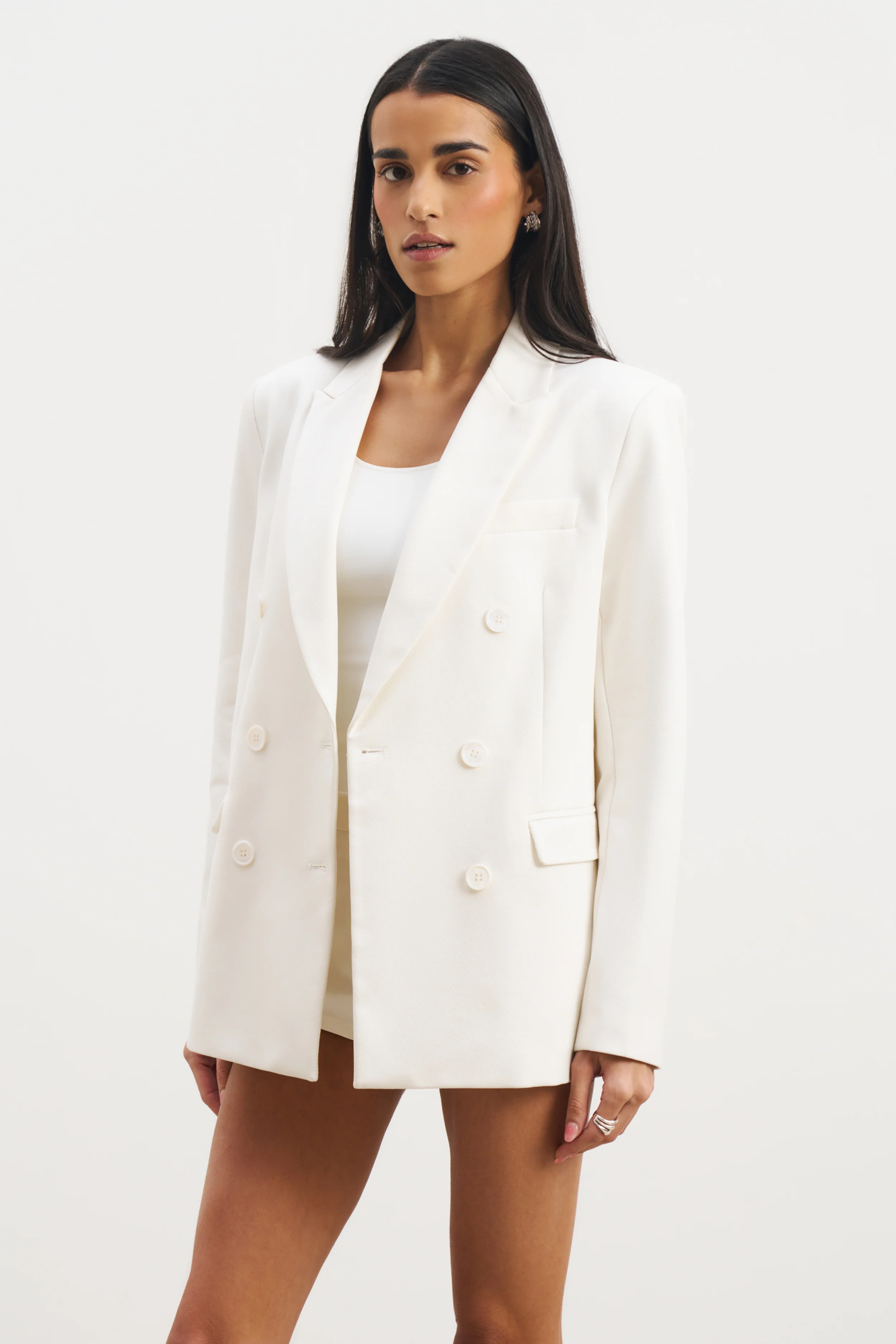Formal Double Breasted Blazer - Cream - Image 4