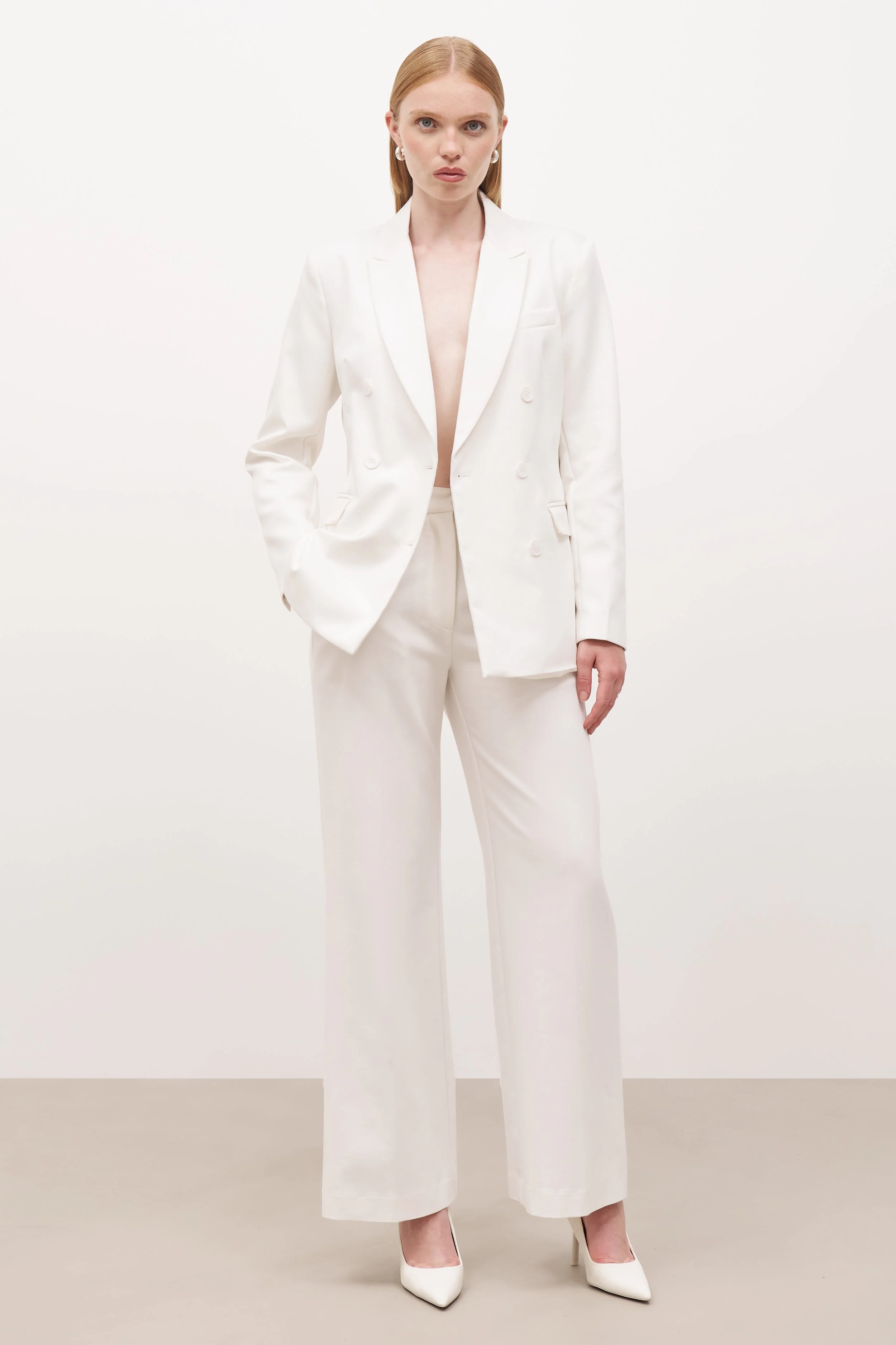 Formal Double Breasted Blazer - Cream - Image 7