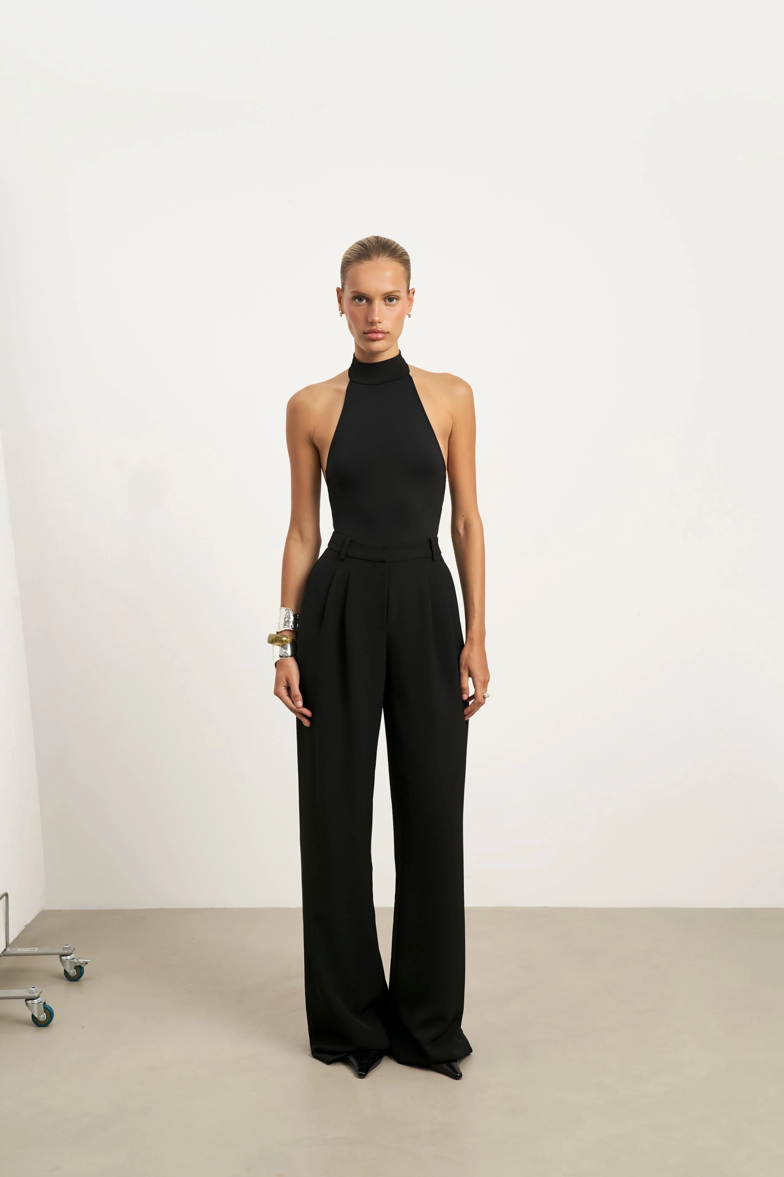 High Neck Halter Bodysuit - Black - Image 4