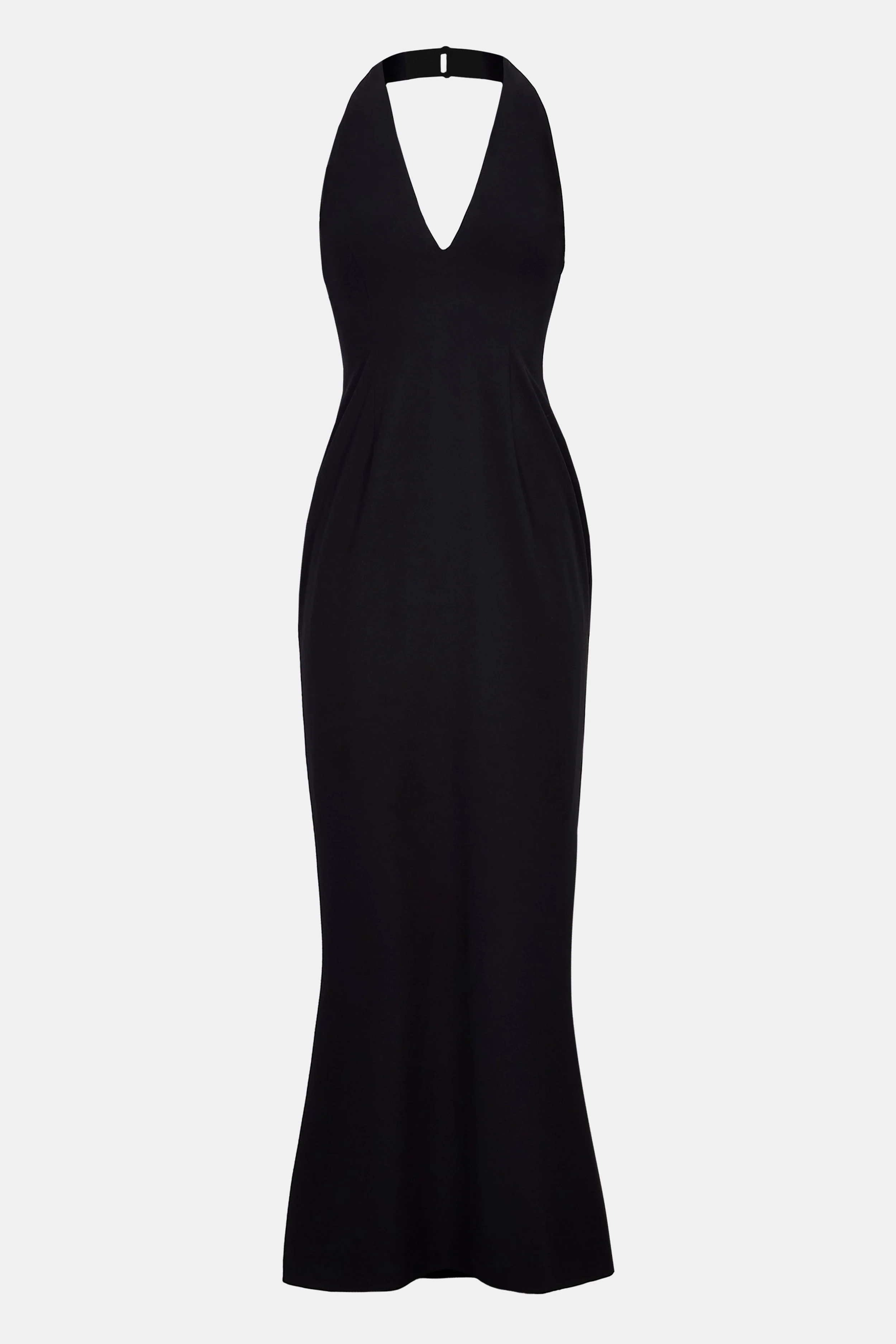 Plunging V Neck Halter Gown - Black - Image 7