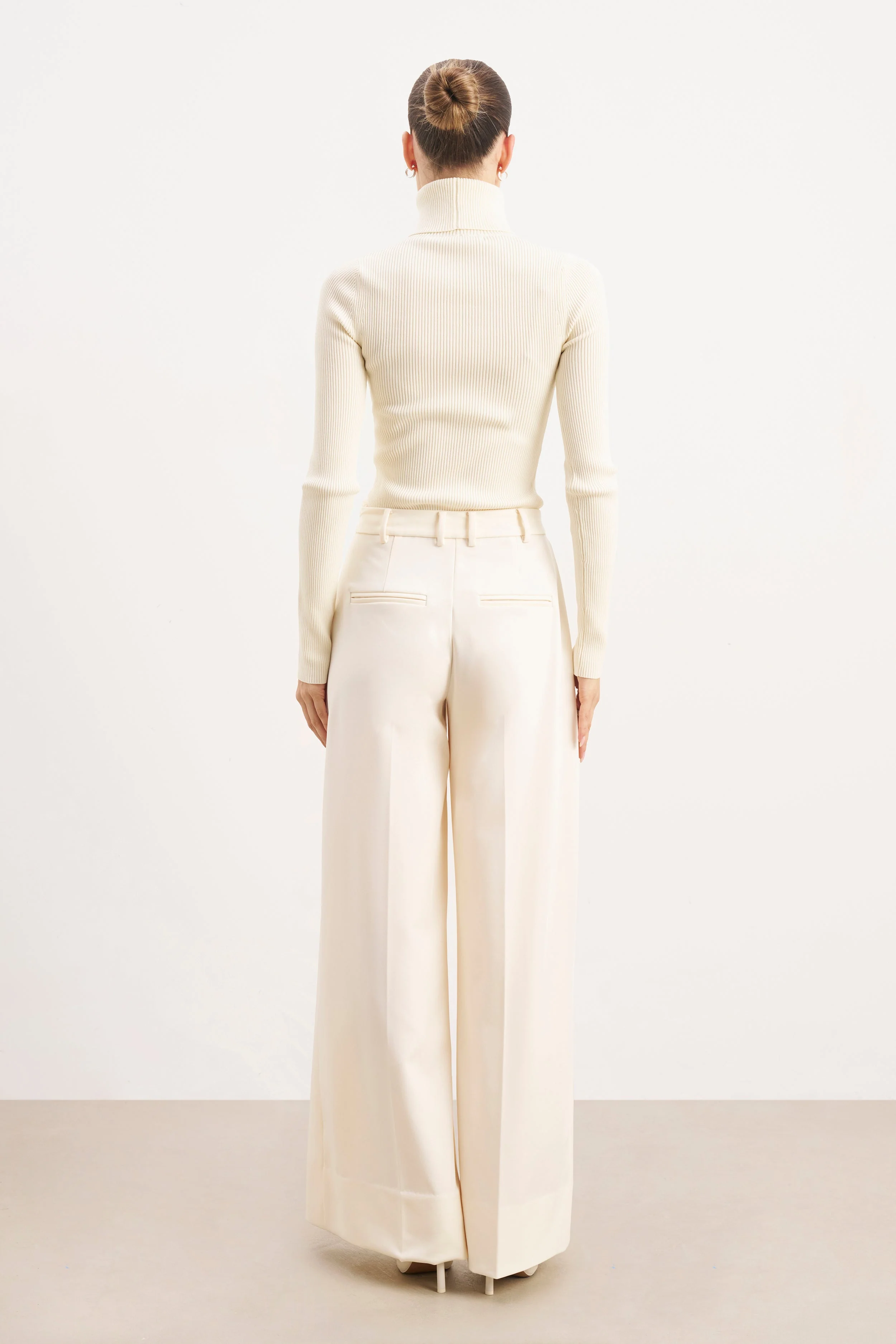 Ribbed Knit Turtleneck Jumper  - Cream - Image 8