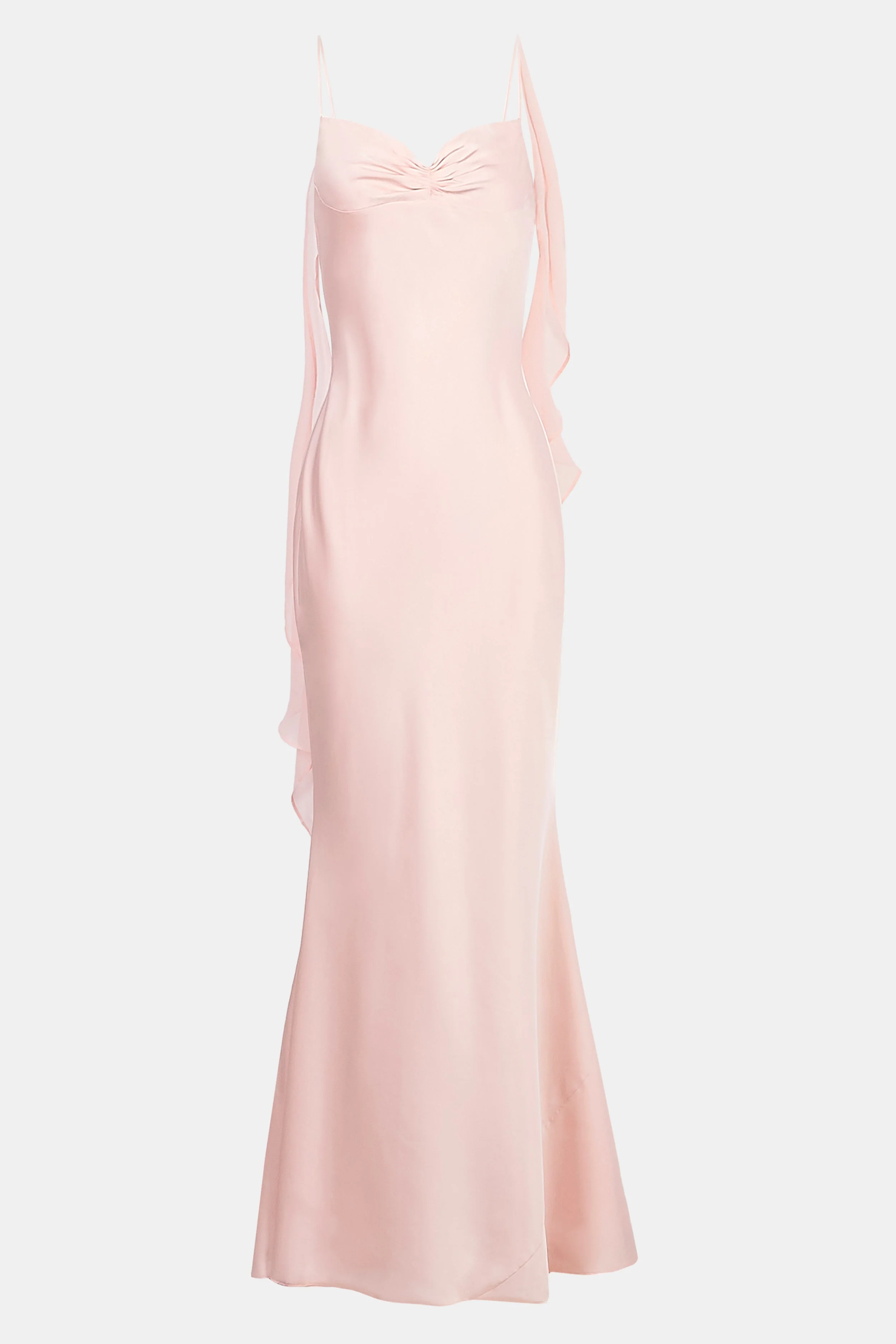 Ruched Bust Satin Slip Dress - Blush - Image 9