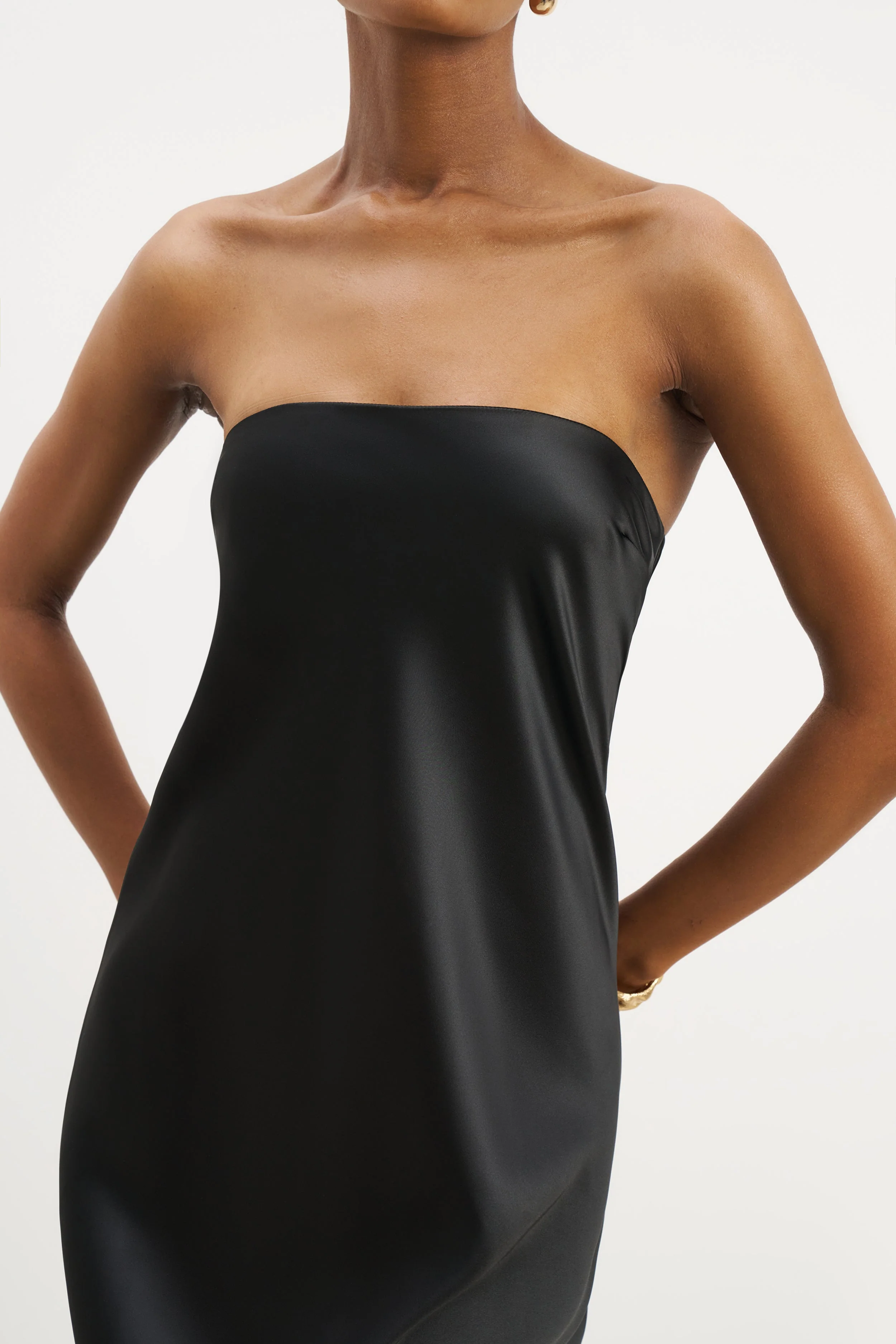 Satin Cowl Back Maxi Dress - Black - Image 6
