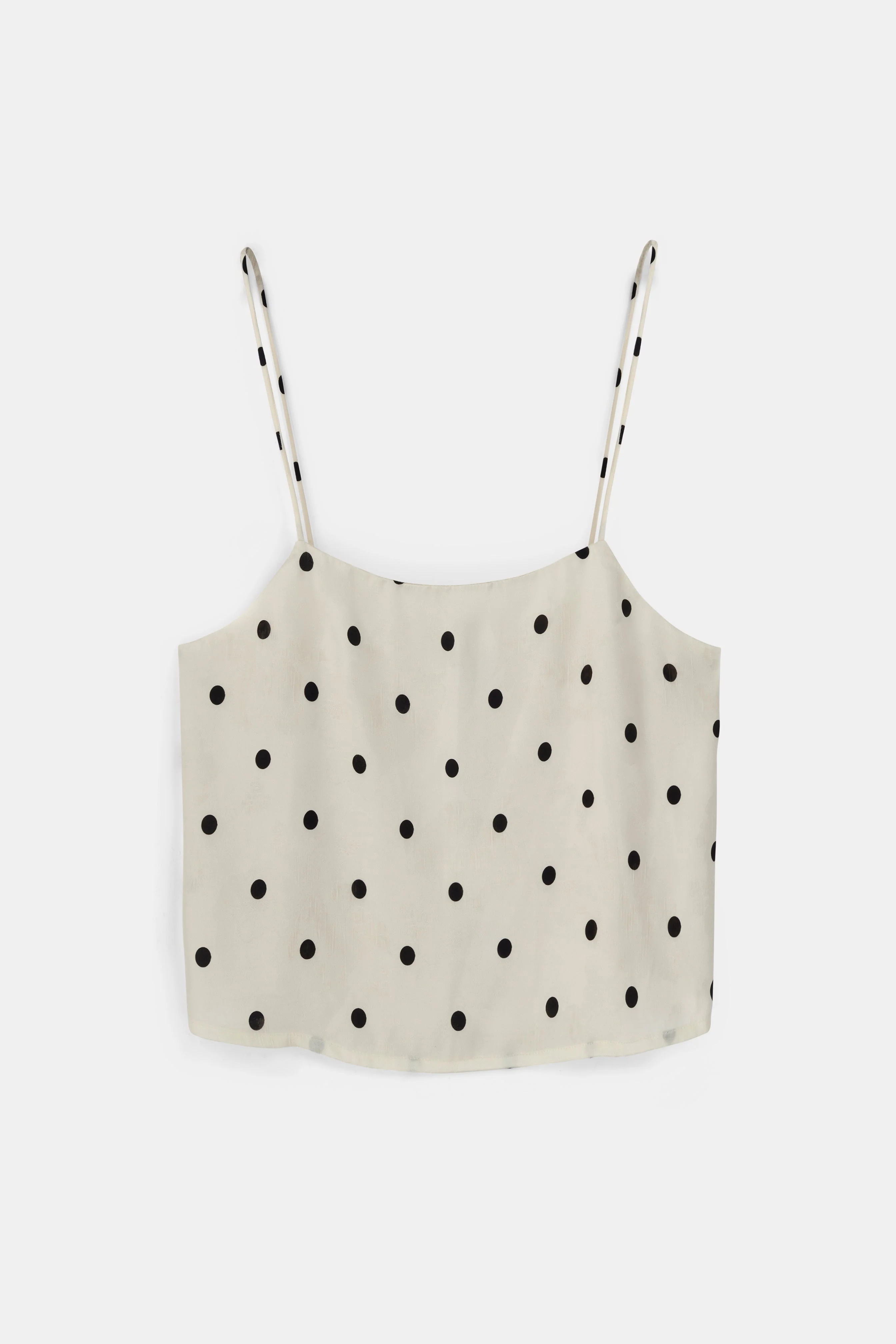 Satin Jacquard Polka Dot Camisole Top - Cream Polka Dot - Image 9