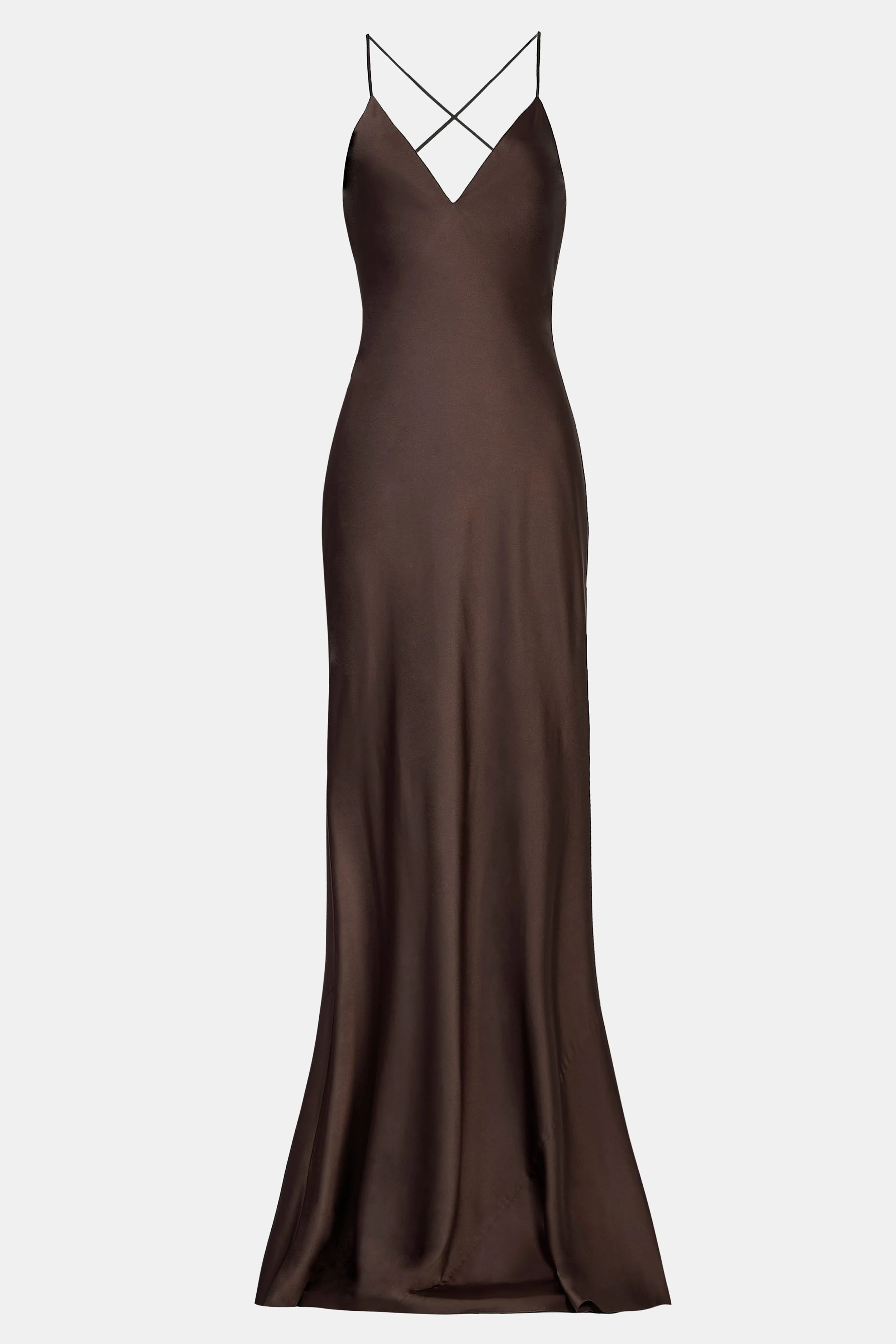 Satin Slinky Cowl Back Gown - Carob - Image 9