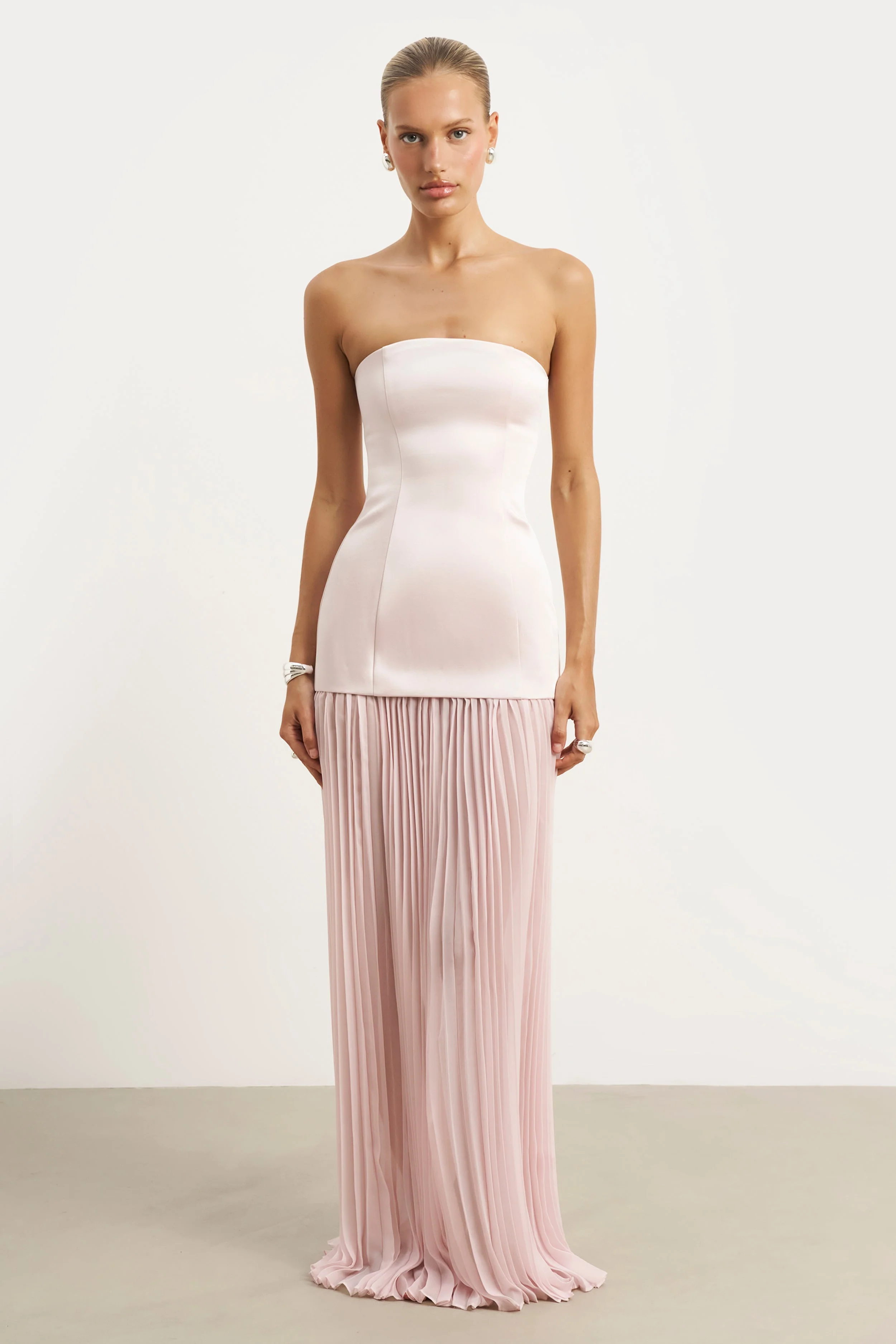 Satin Structured Bodice Gown - Blush - Image 4