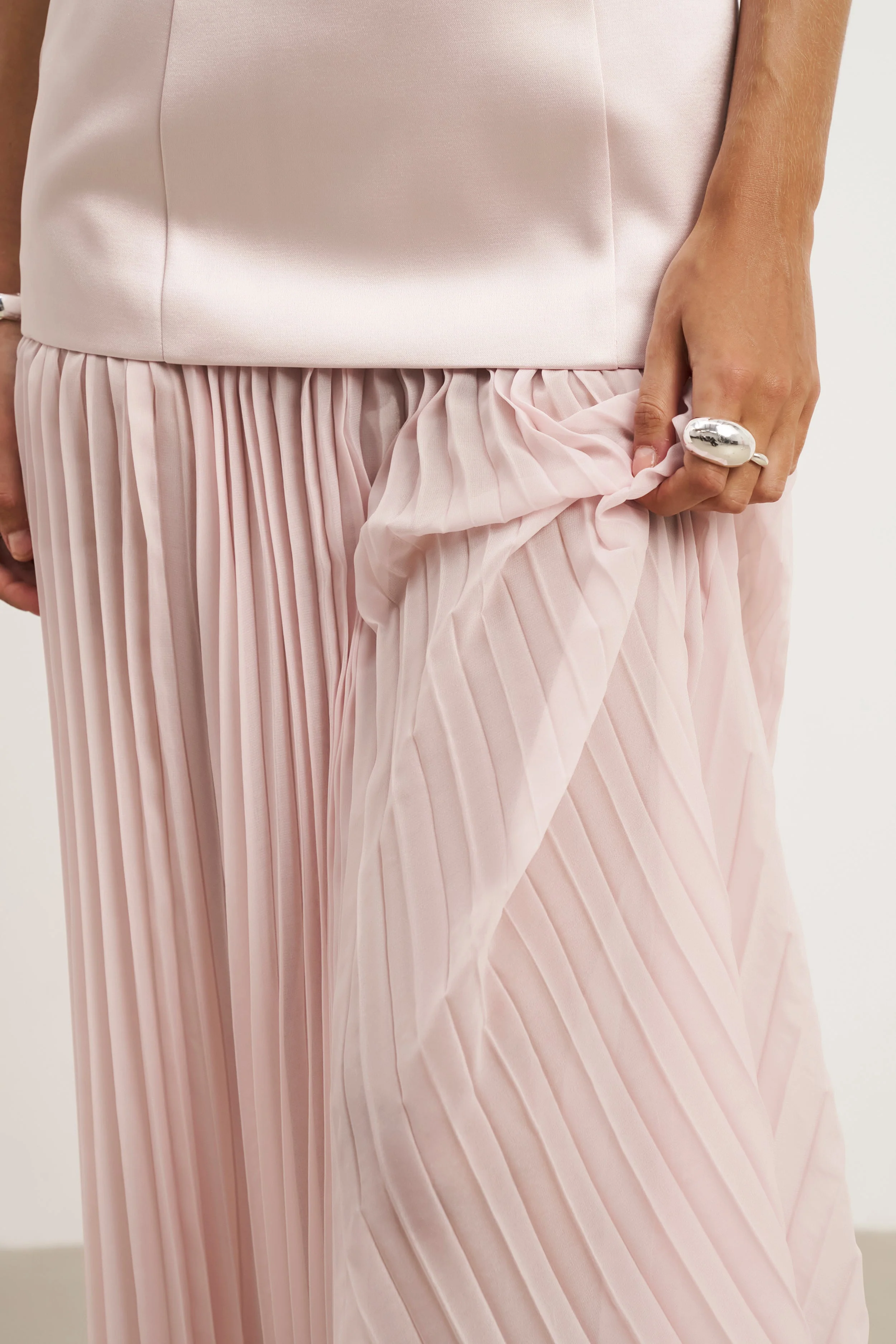 Satin Structured Bodice Gown - Blush - Image 6