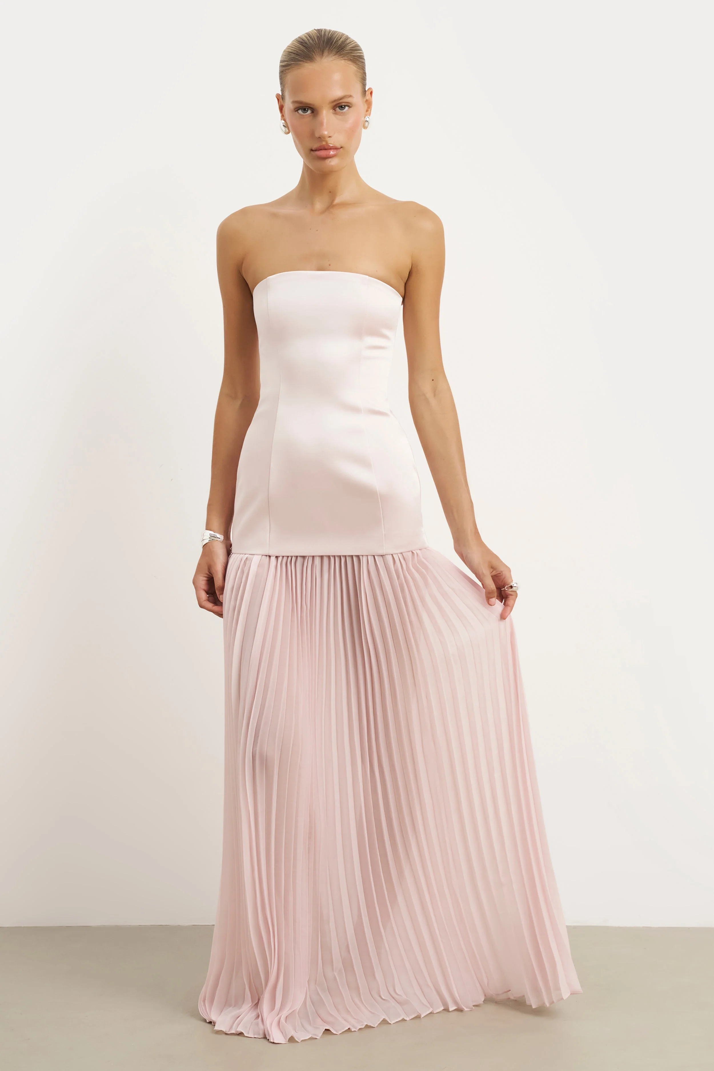 Satin Structured Bodice Gown - Blush - Image 7