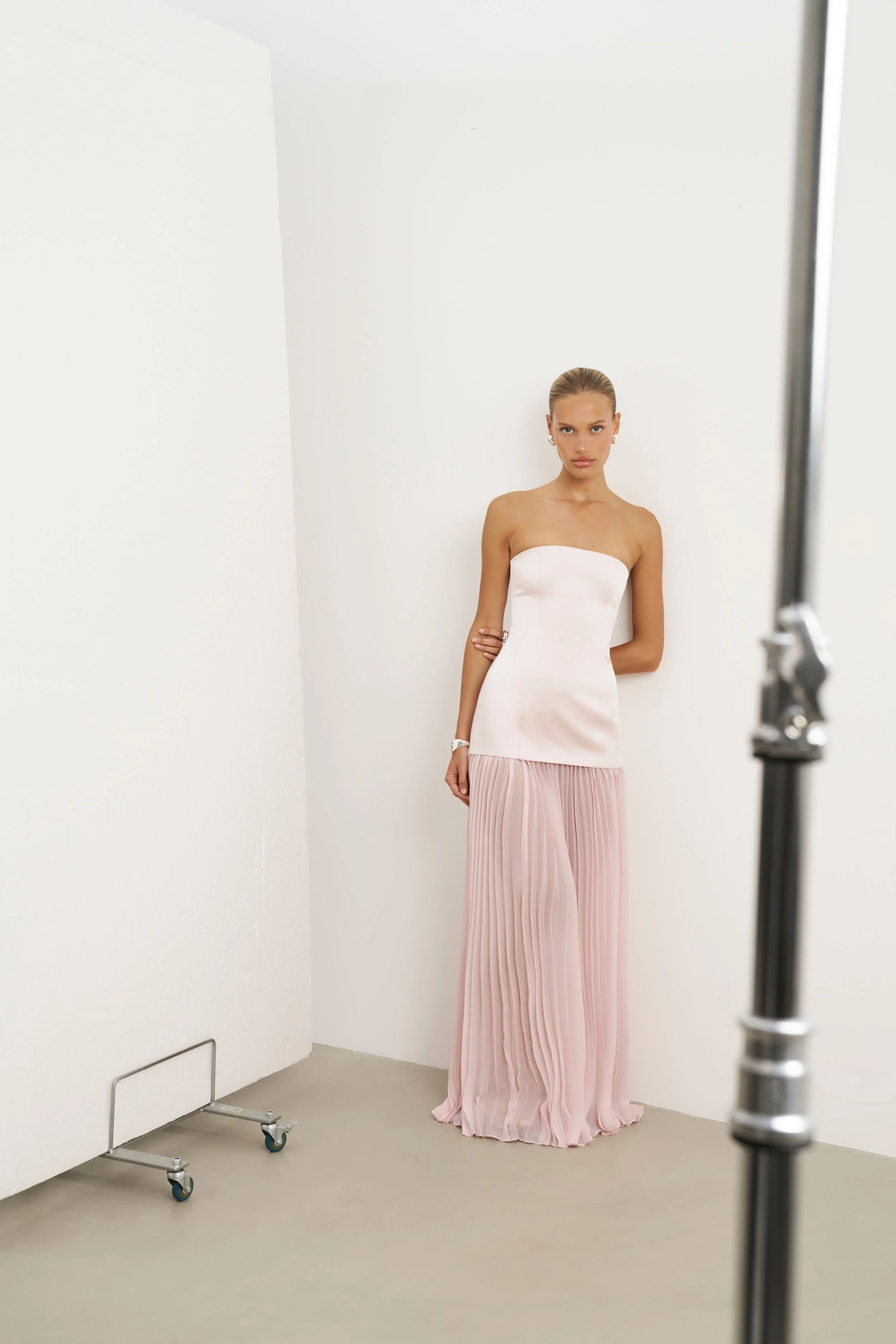 Satin Structured Bodice Gown - Blush - Image 9