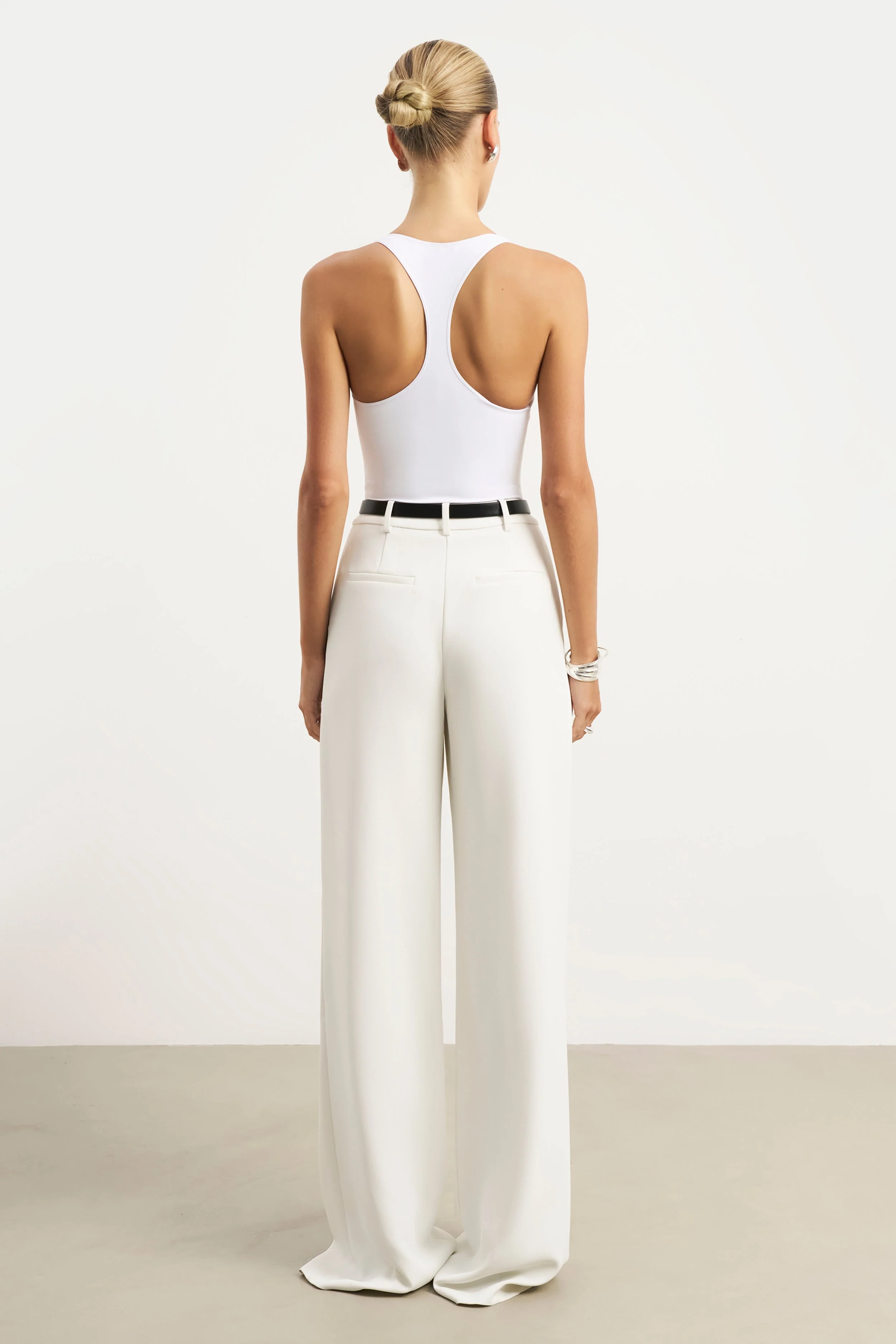 Scoop Neck Racer Bodysuit - White - Image 5