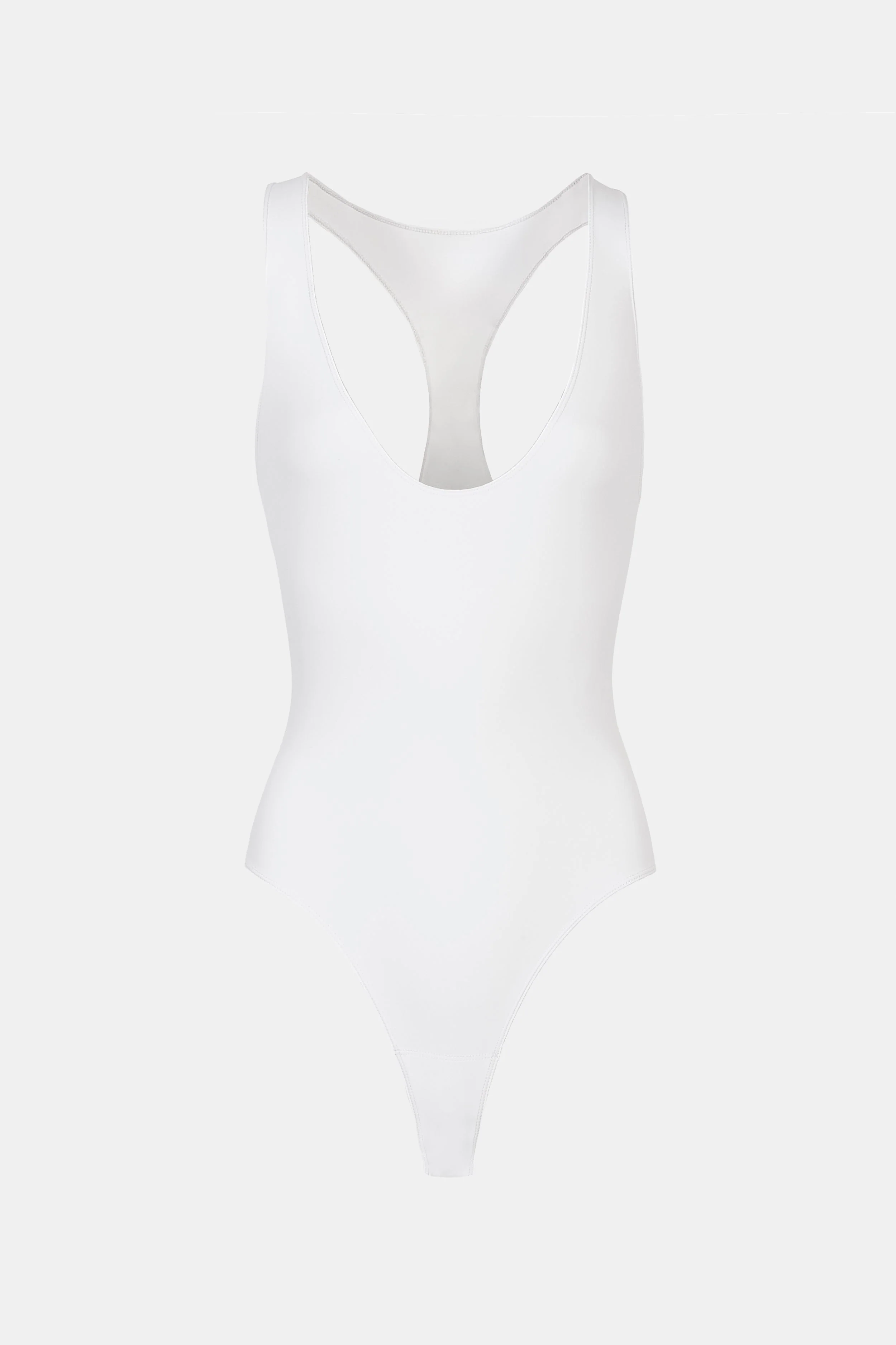 Scoop Neck Racer Bodysuit - White - Image 7