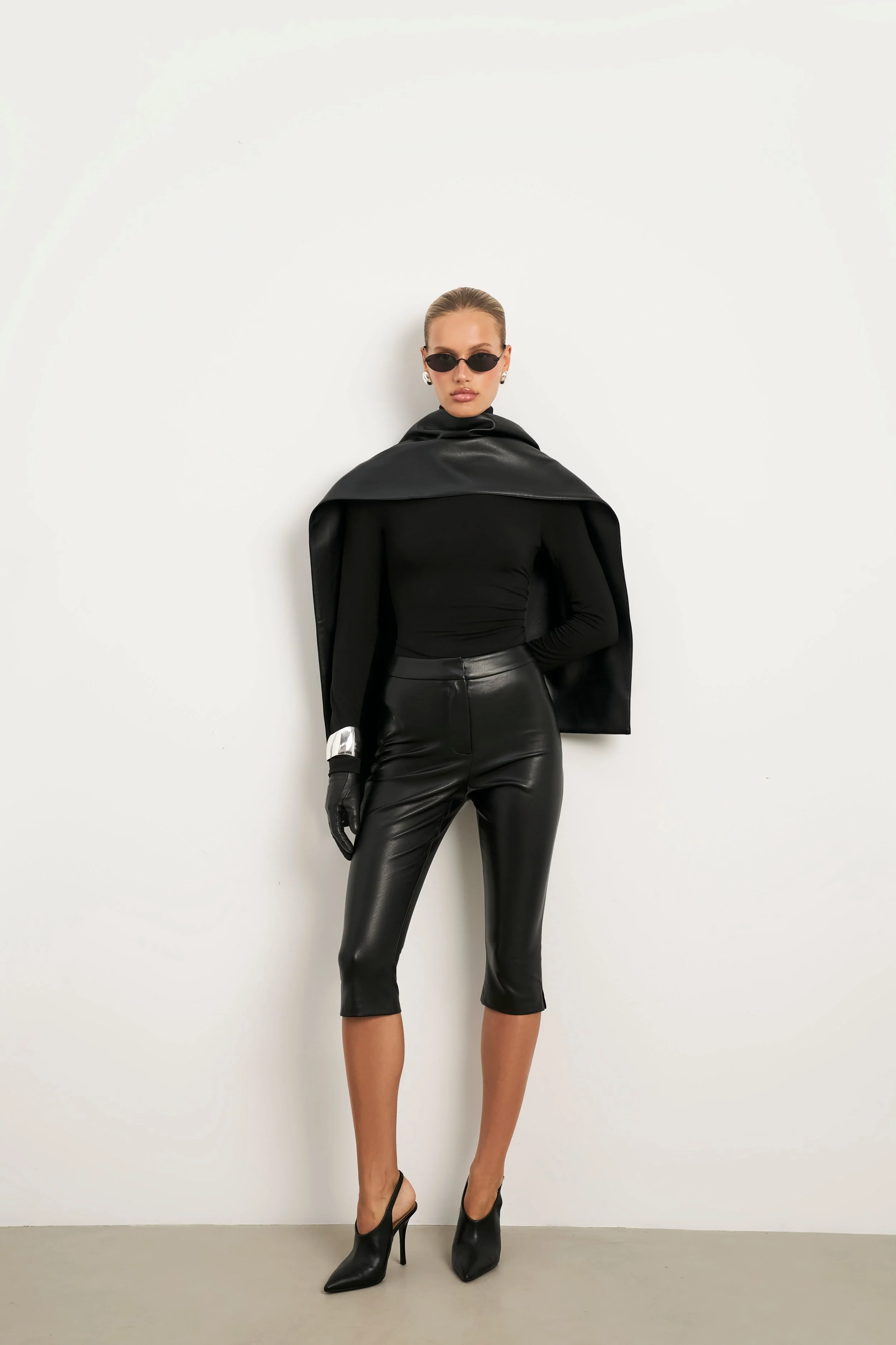 Semi Sheer High Neck Longsleeve Top -  Black - Image 6