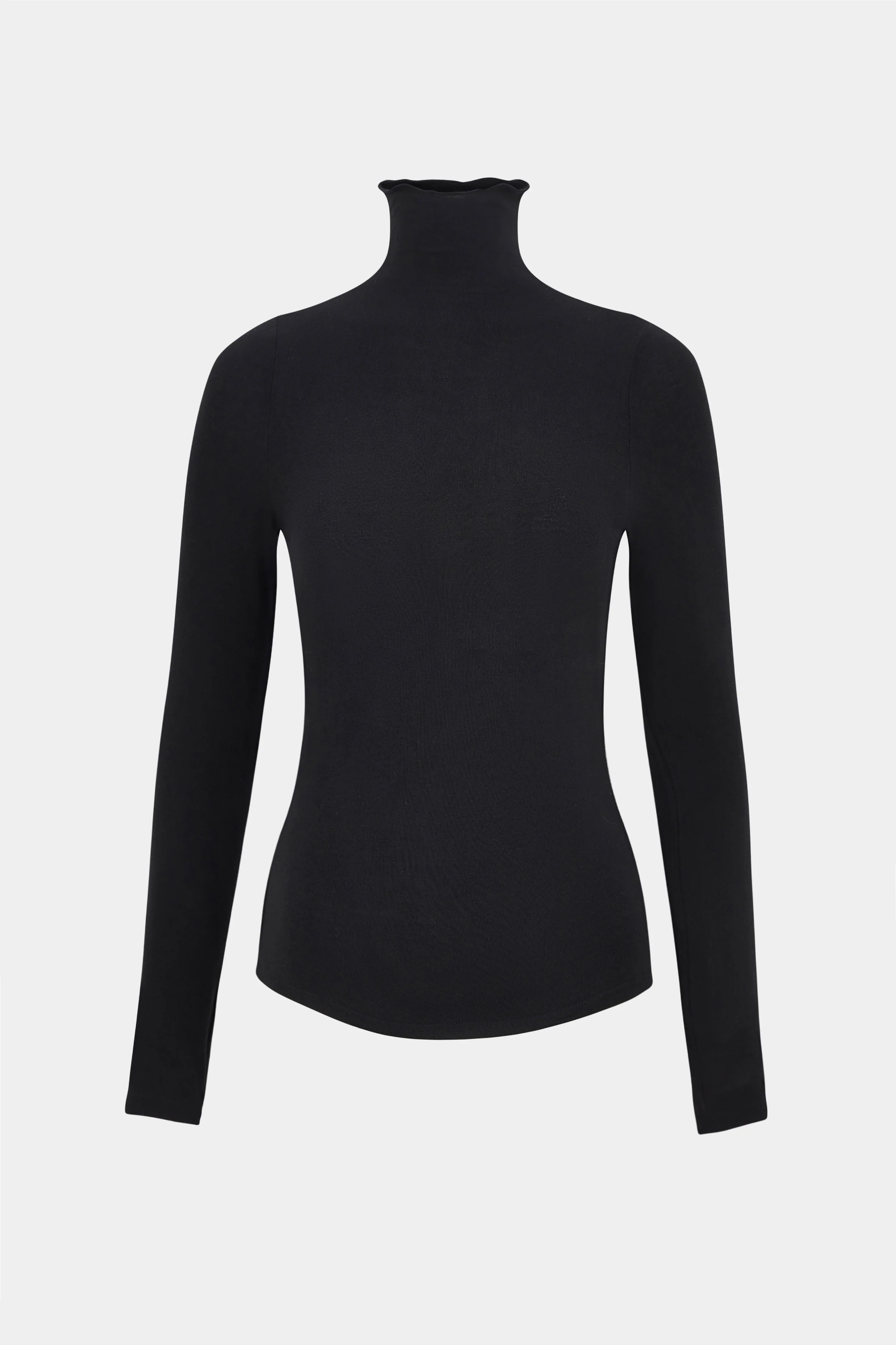 Semi Sheer High Neck Longsleeve Top -  Black - Image 8