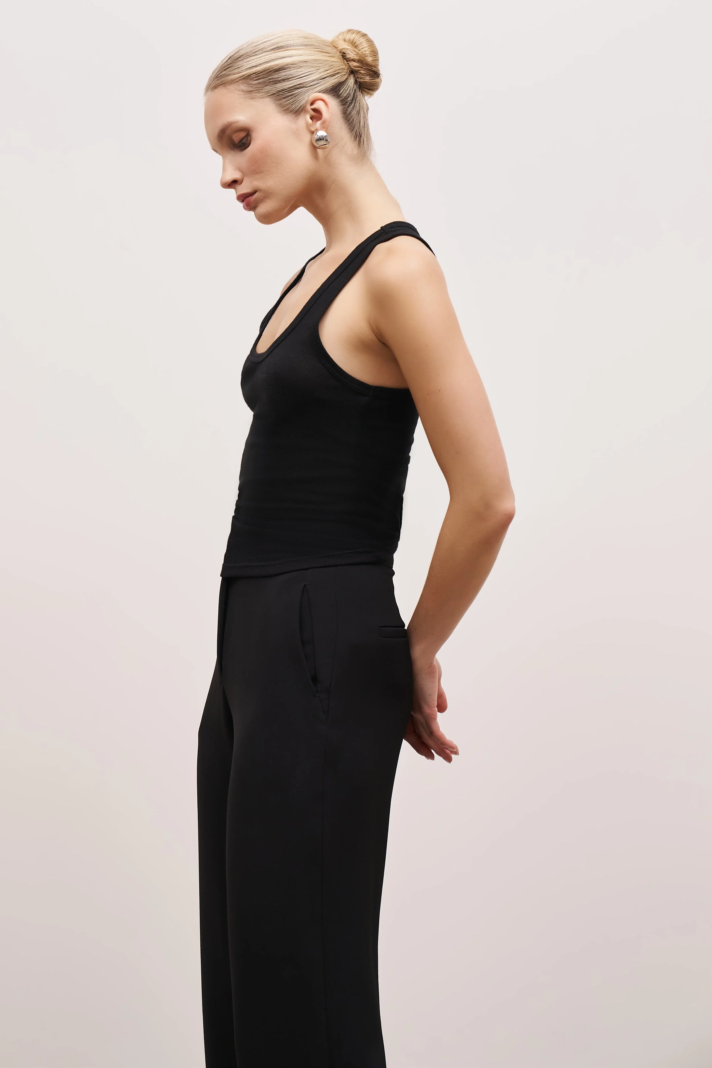 Semi Sheer Tank Top - Black - Image 5