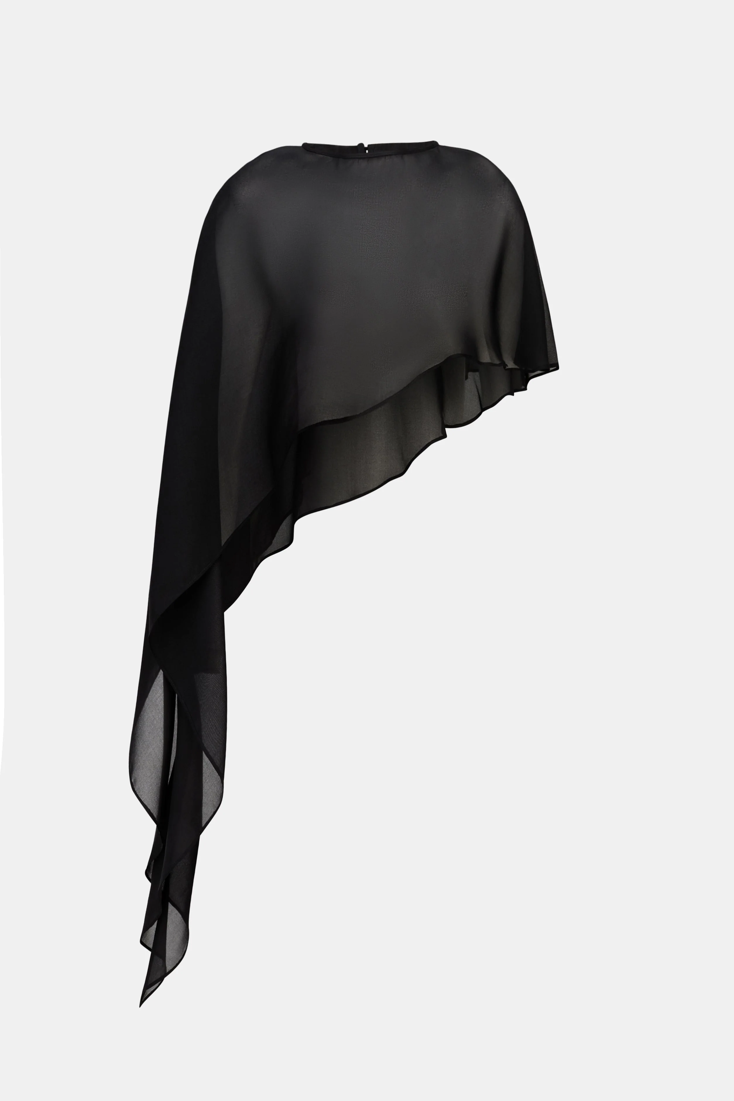 Sheer Chiffon Asymmetric Cape - Black - Image 7