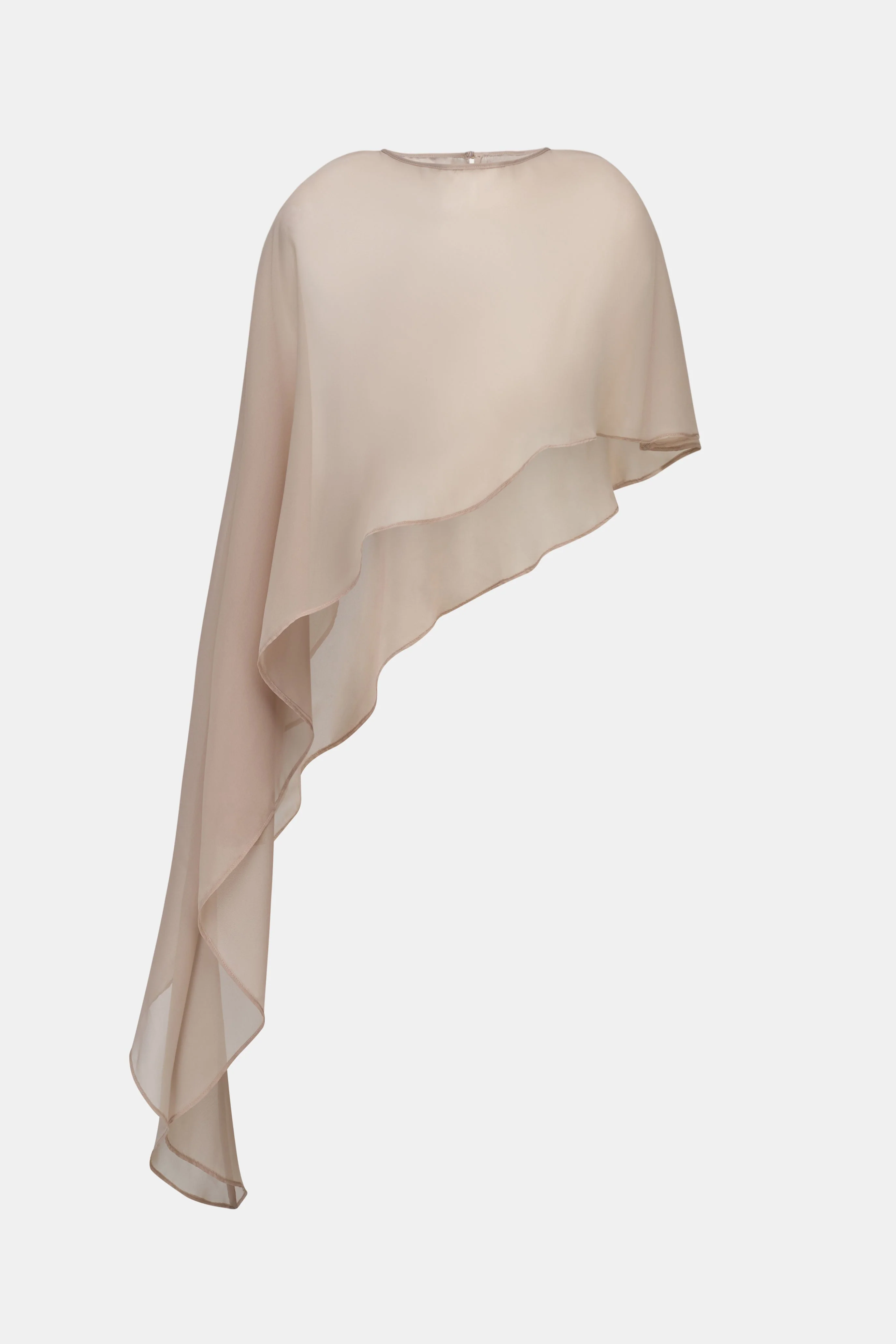 Sheer Chiffon Asymmetric Cape - Champagne - Image 7