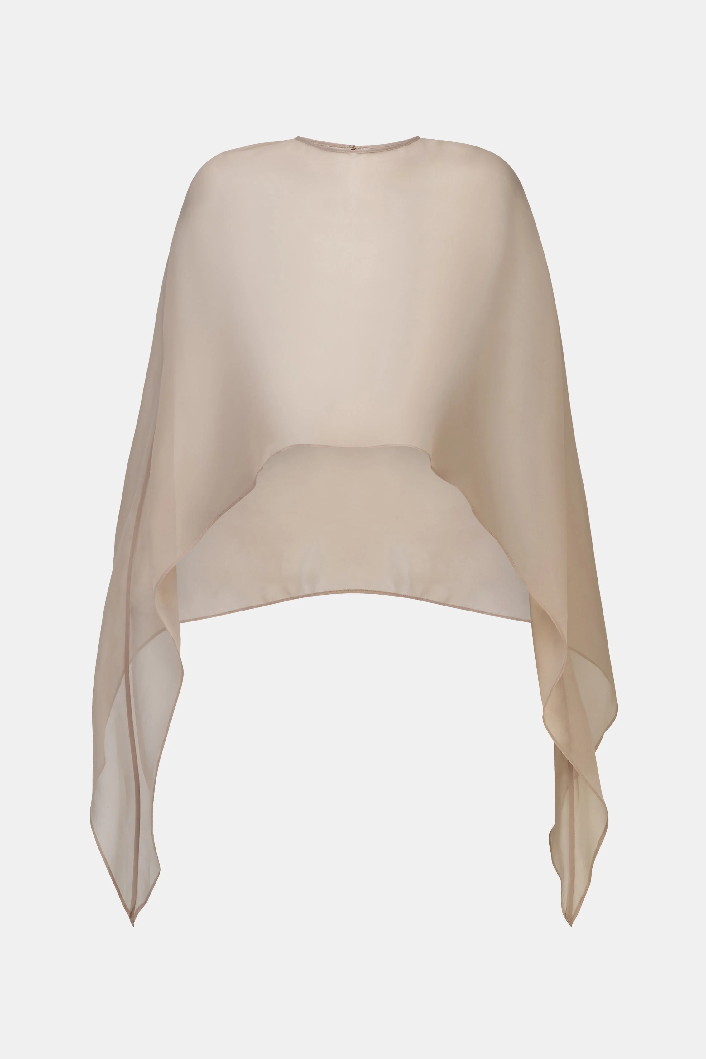 Sheer Chiffon Curved Hem Cape - Champagne - Image 9