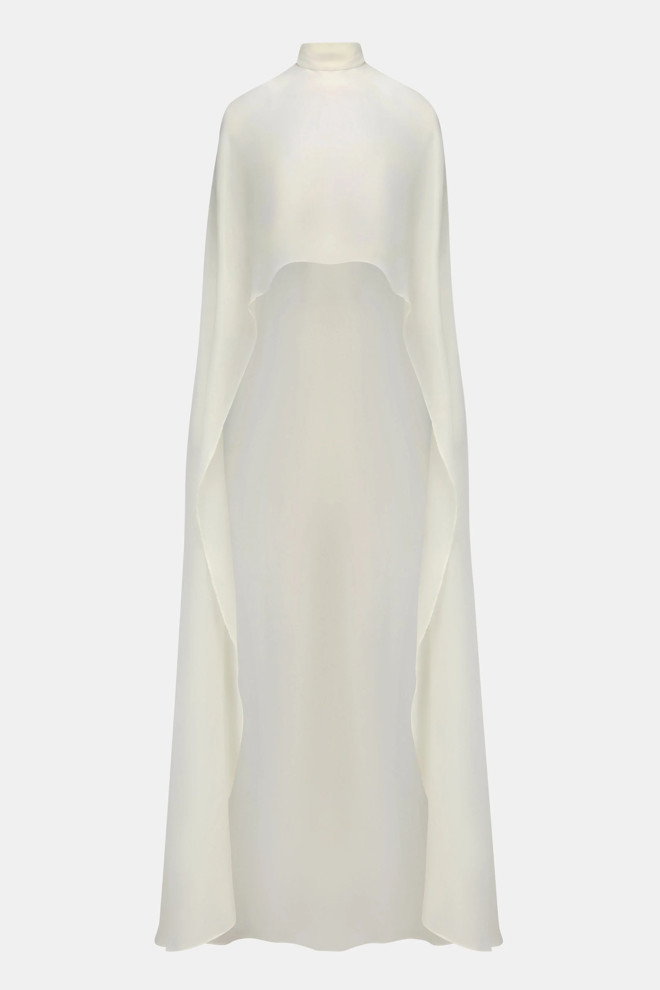 Sheer Chiffon High Neck Cape - Cream - Image 9