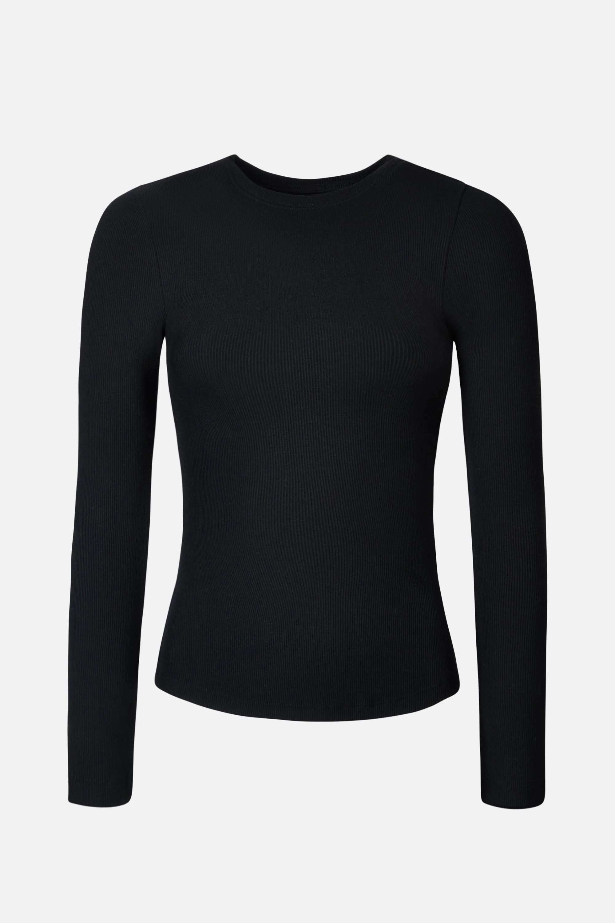 Soft Ribbed Long Sleeve Top - Black - Image 6