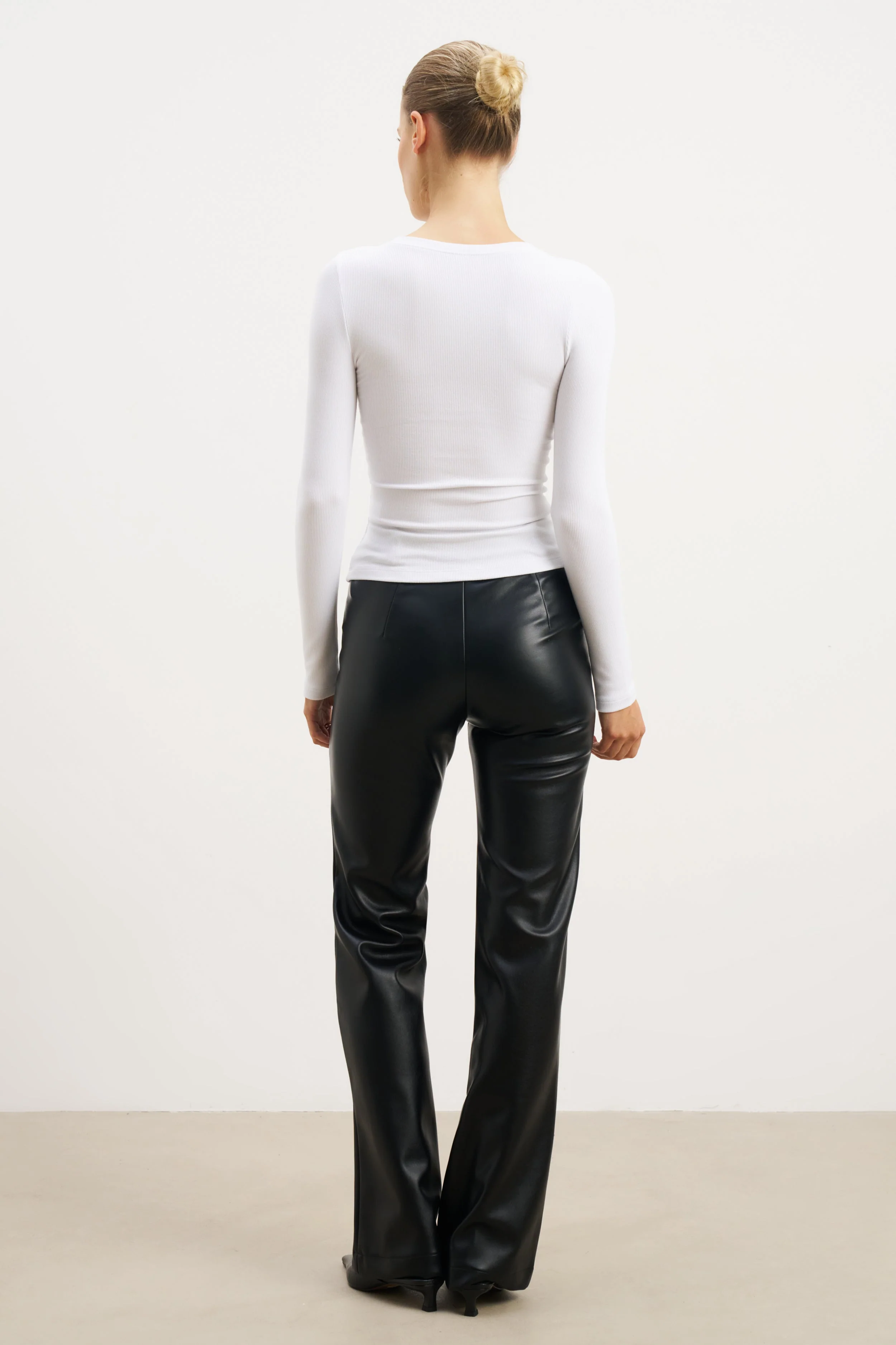 Soft Ribbed Long Sleeve Top - White - Image 7