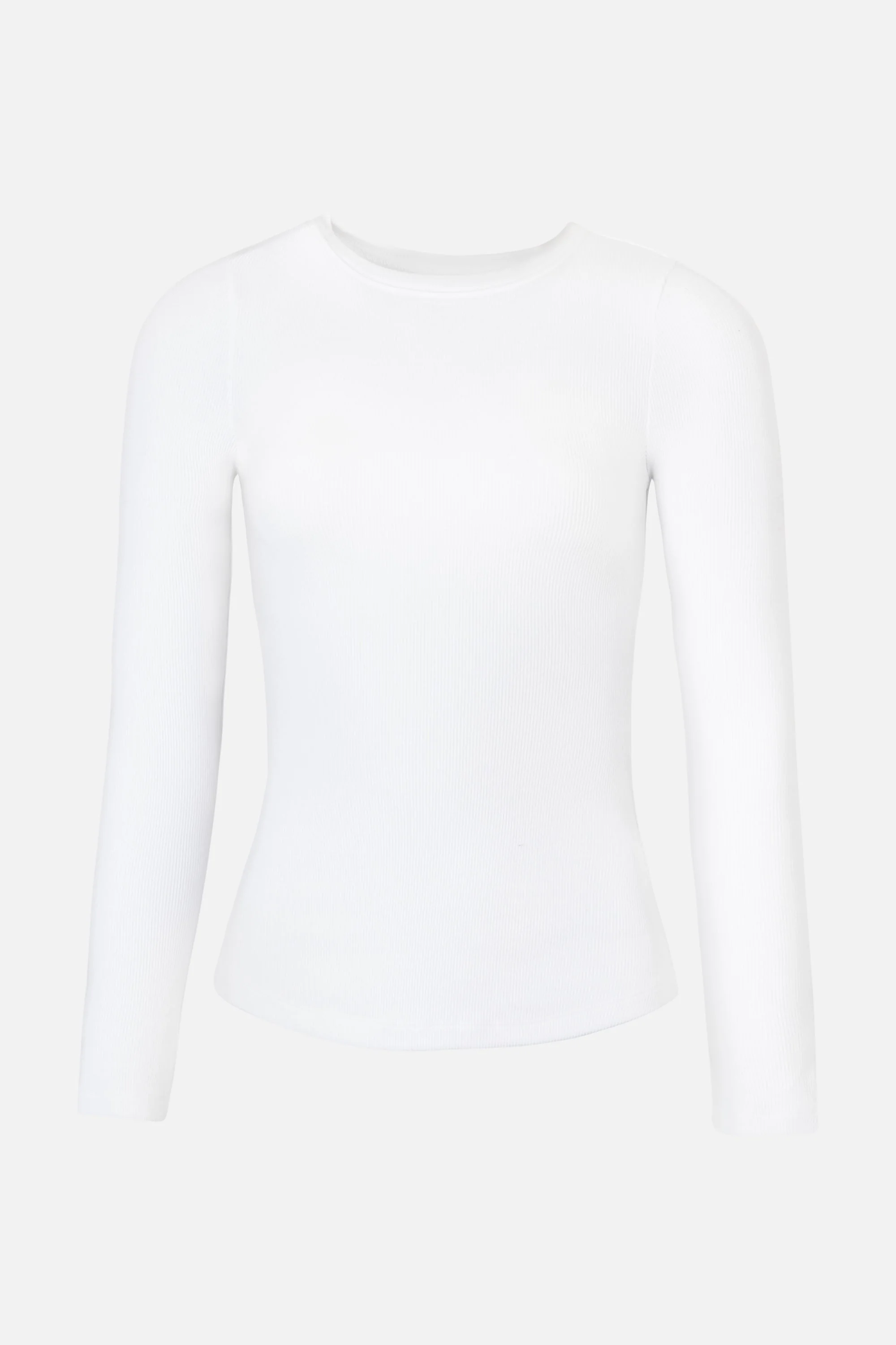 Soft Ribbed Long Sleeve Top - White - Image 9
