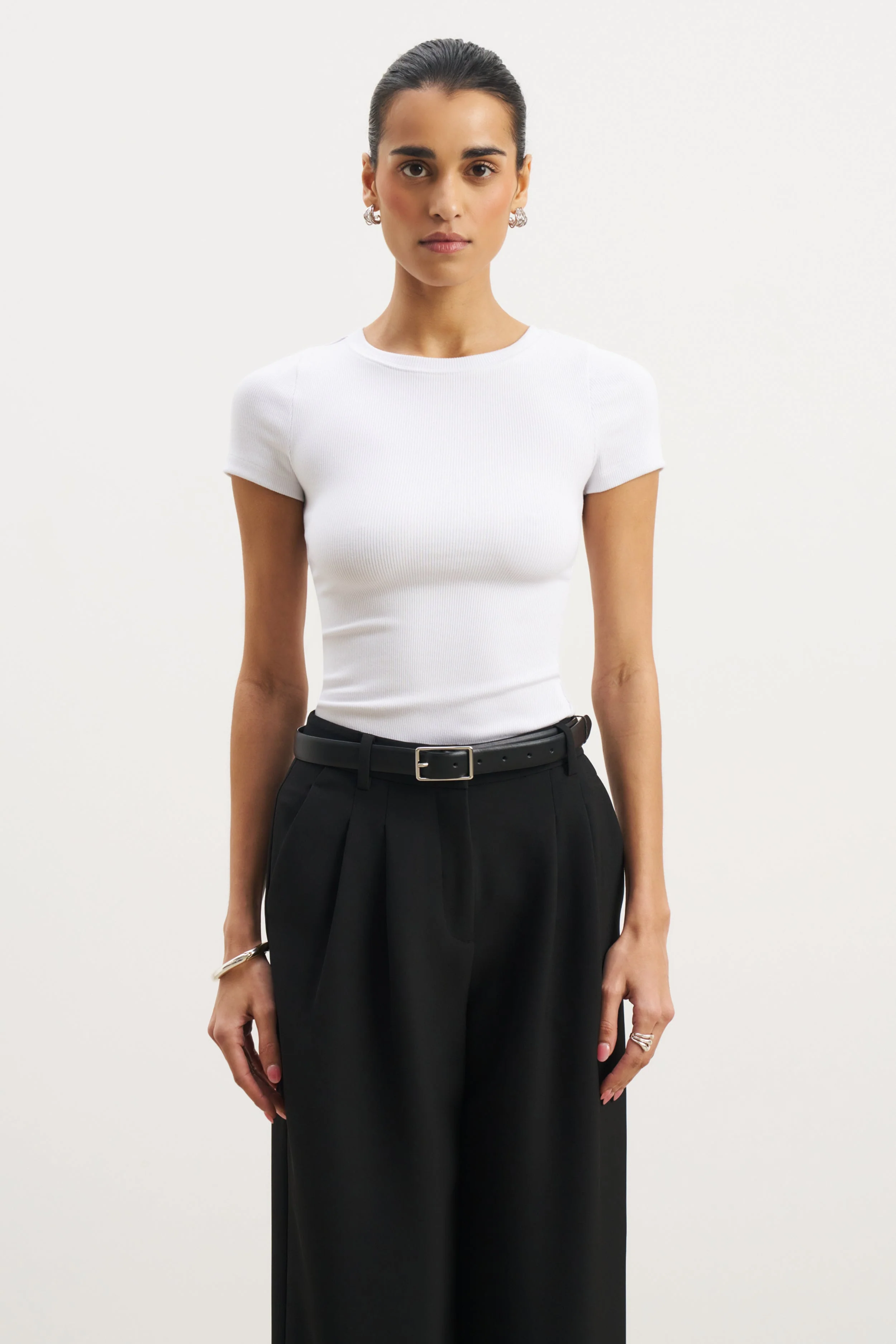 Soft Ribbed T Shirt - White - Image 6